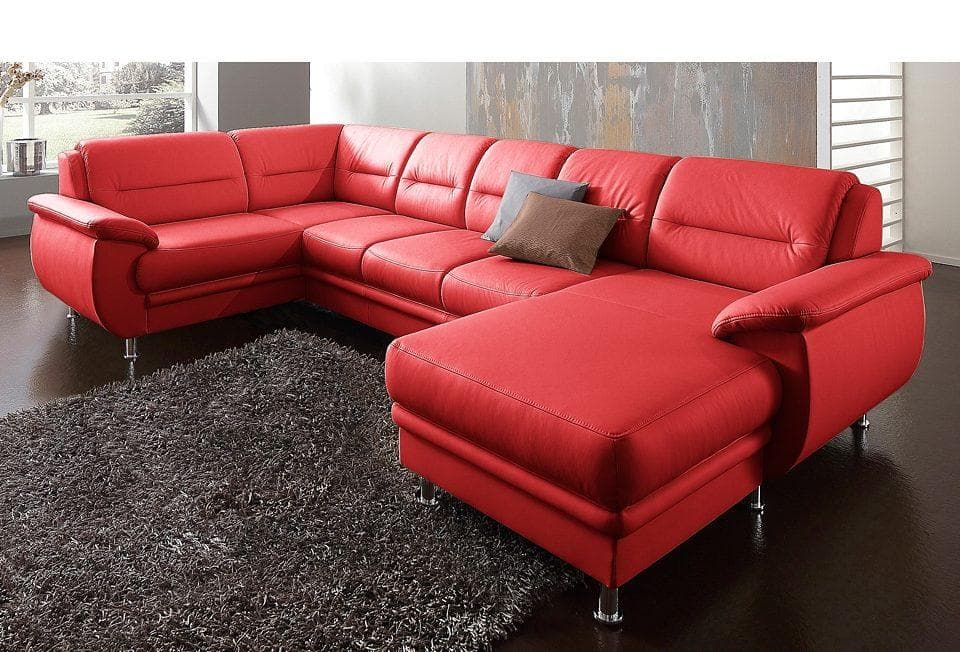 Sit & More Wohnlandschaft Mailand U-Form Rot mit Bettfunktion