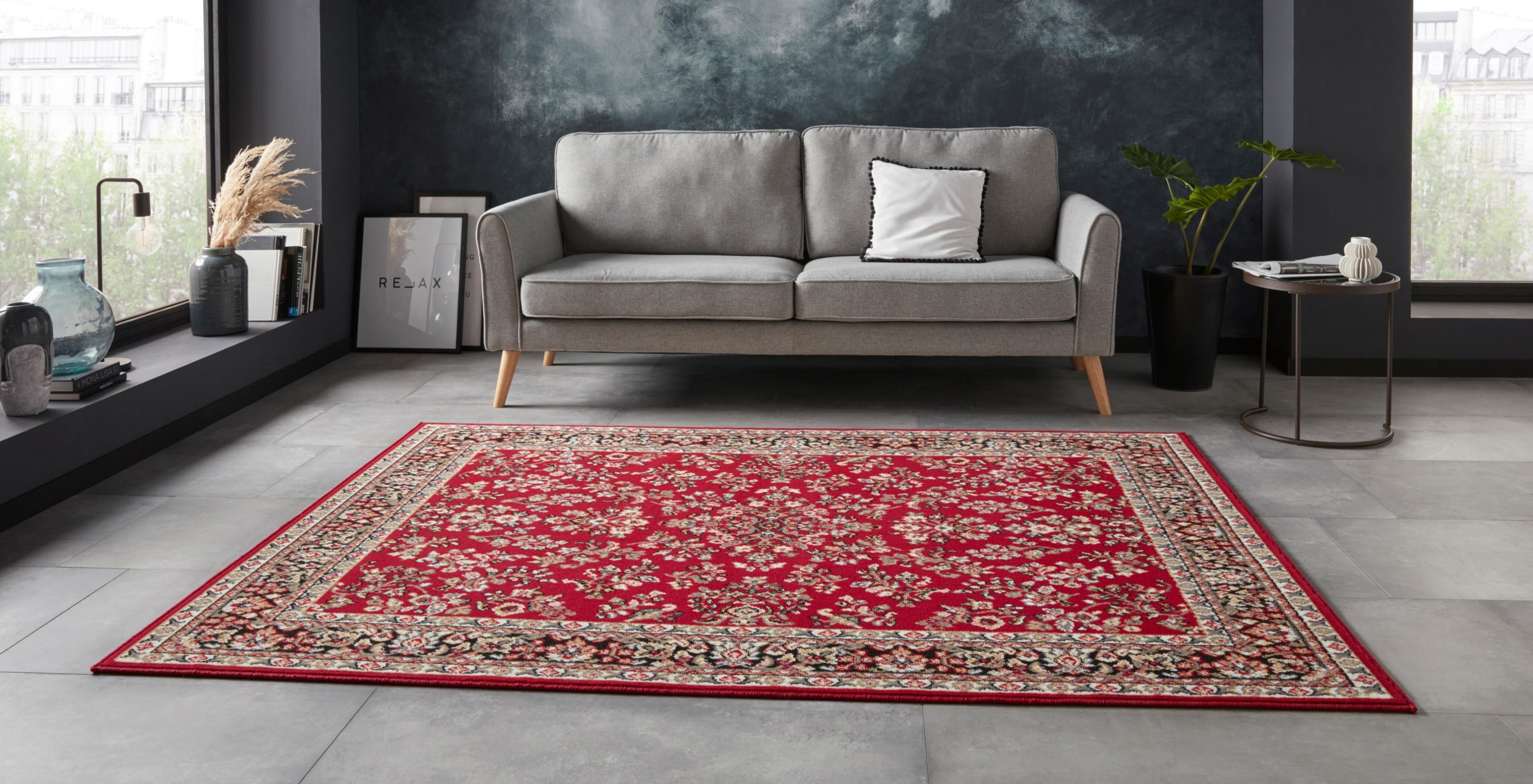 Roter Teppich mit Orient-Optik aus Polypropylen