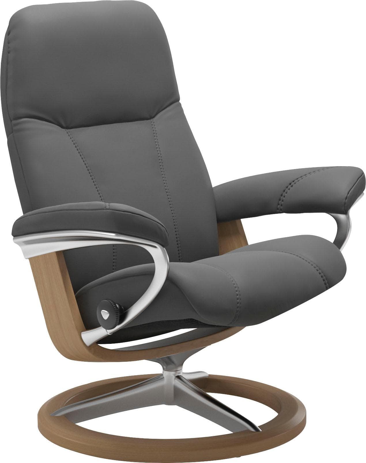 STRESSLESS Relaxsessel Consul Grau Leder Eiche