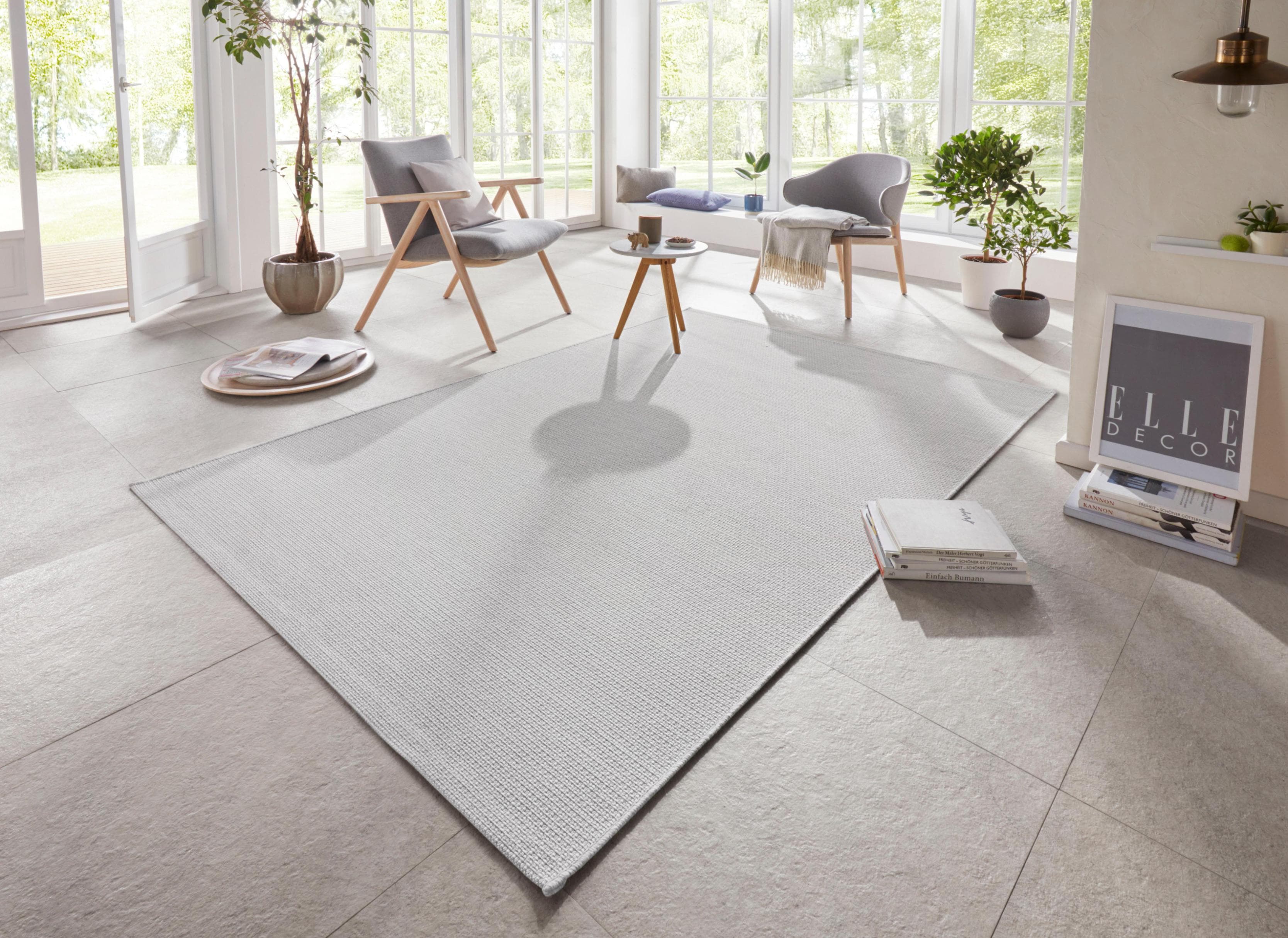ELLE DECORATION Millau Teppich Hellgrau Flachgewebe
