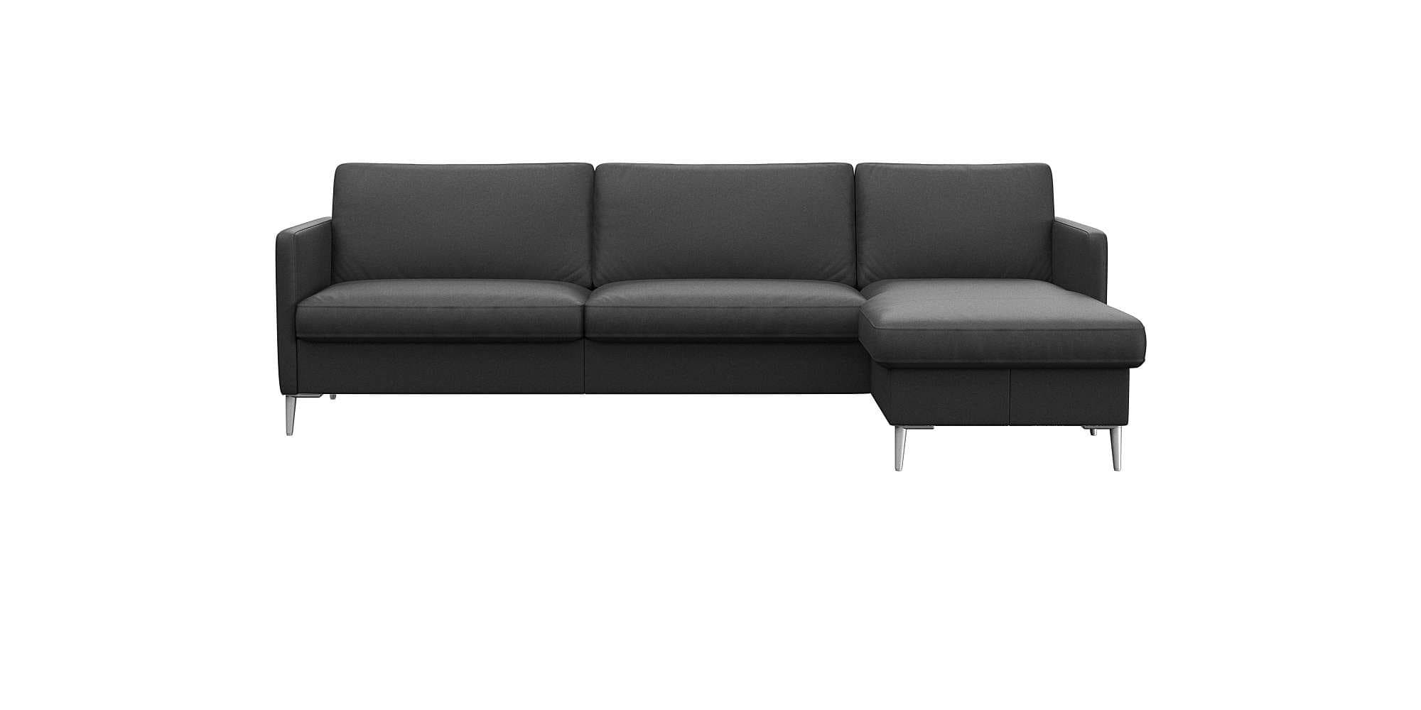 FLEXLUX Ecksofa Fiore L-Form 100% Echteder Schwarz