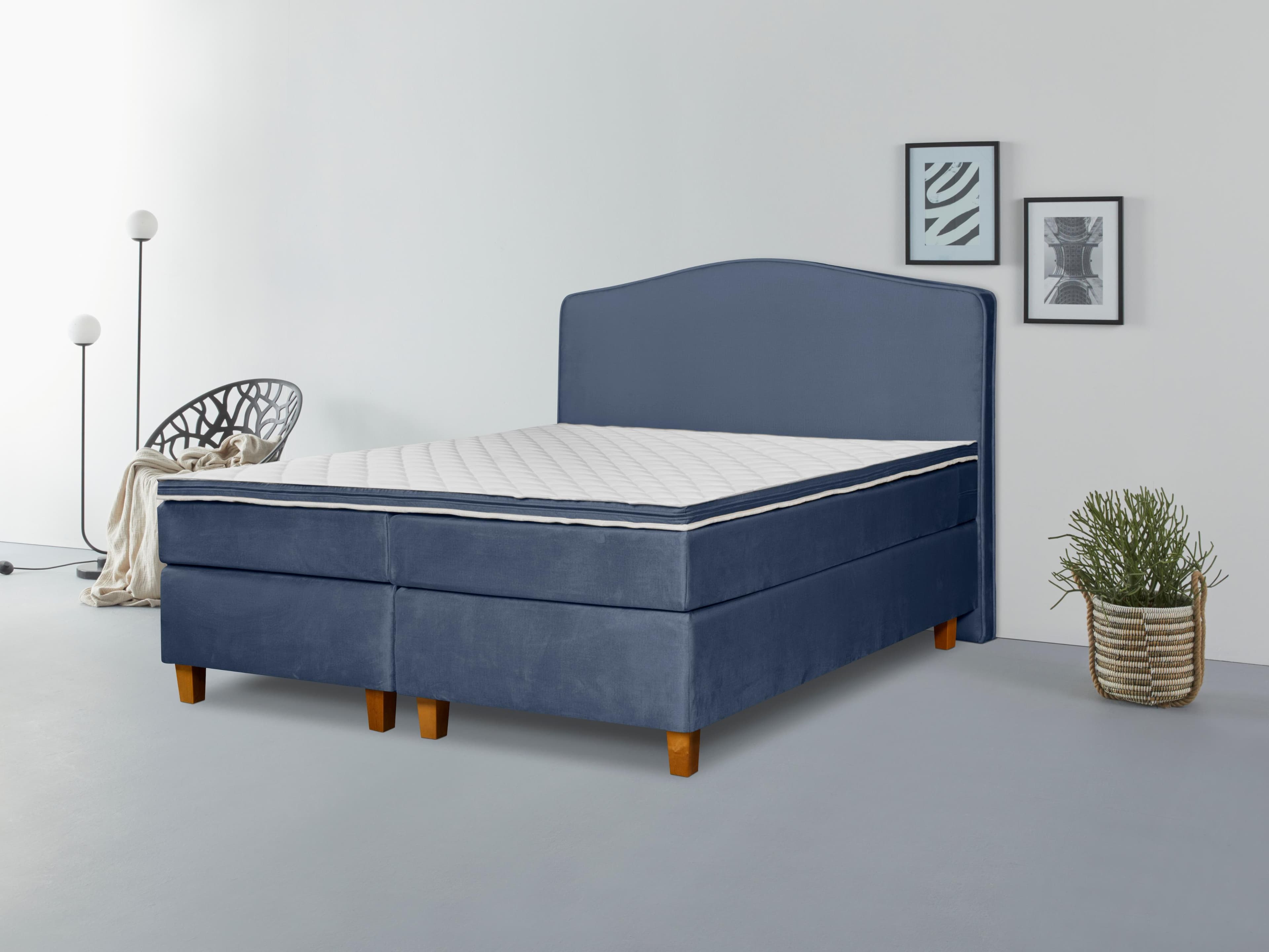 Boxspringbett INOSIGN Jalma Lichtblau Taschen-Federkernmatratze