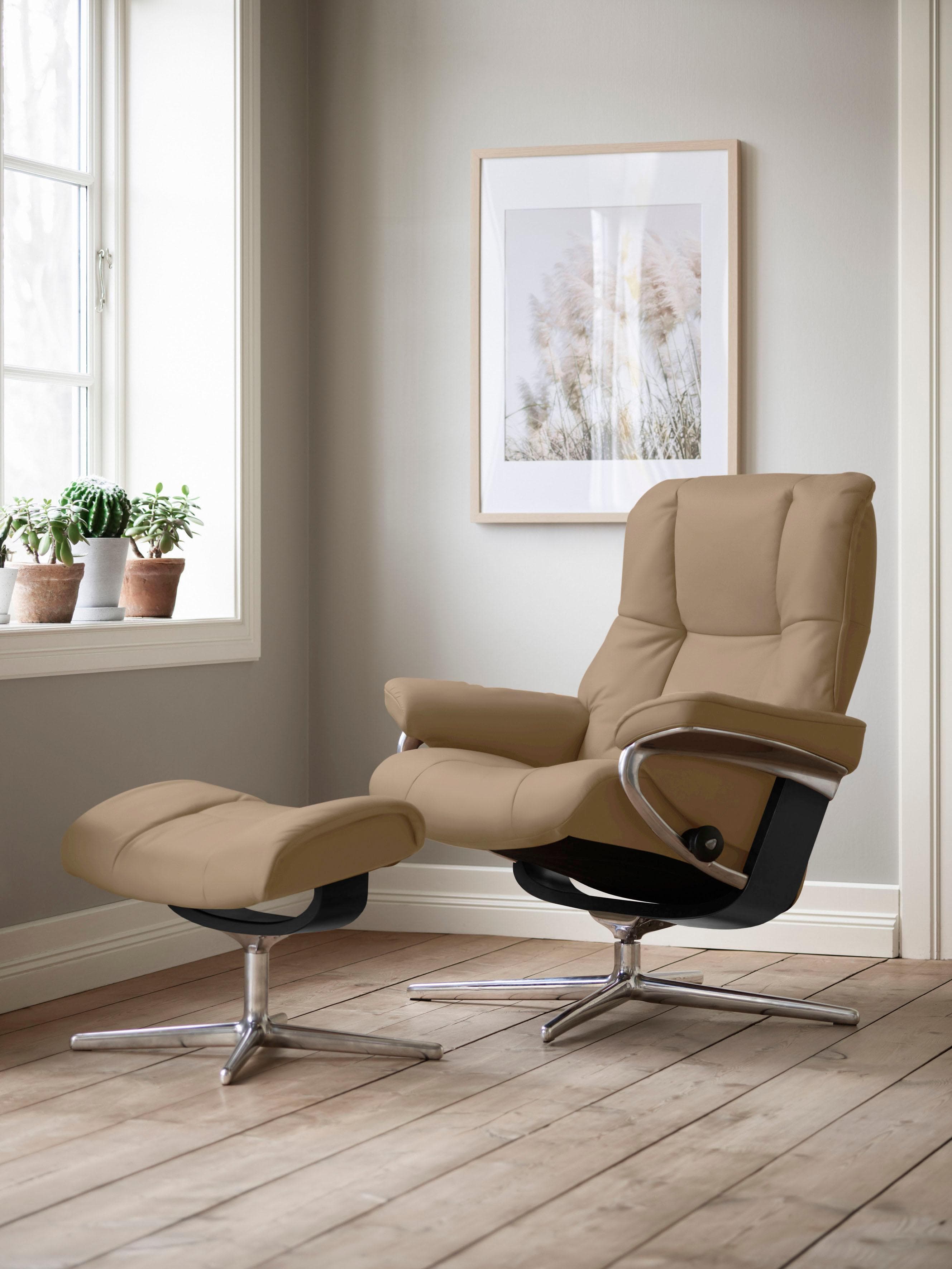 STRESSLESS Mayfair Relaxsessel Beige mit Hocker Cross Base