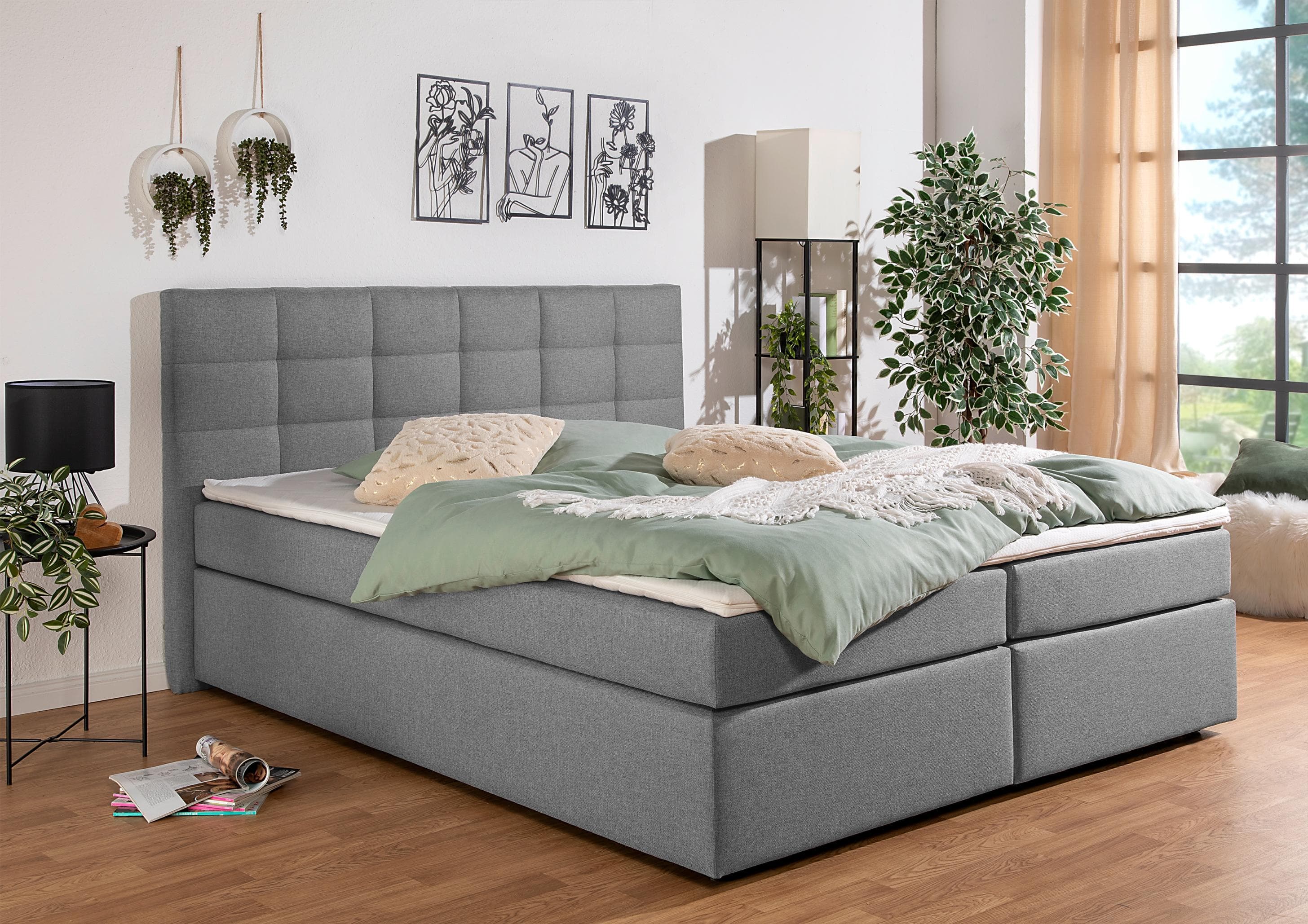 Boxbett HOME AFFAIRE Ovalo Grau Tonnentaschen-Federkernmatratze