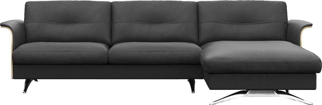 Ecksofa Flexlux Glow Schwarz Federkern-Polsterung