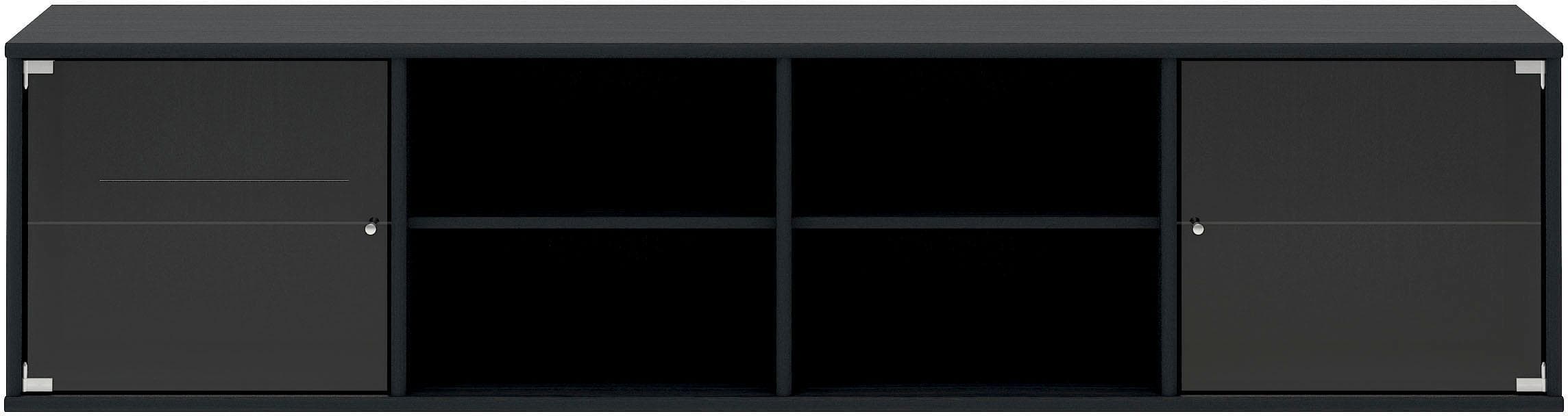 HAMMEL FURNITURE Mistral Regal Schwarz Glastüren Wandmontage