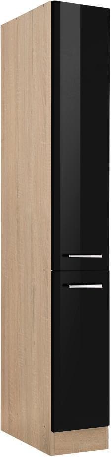 Kochstation Apothekerschrank KS-Eton Schwarz Hochglanz