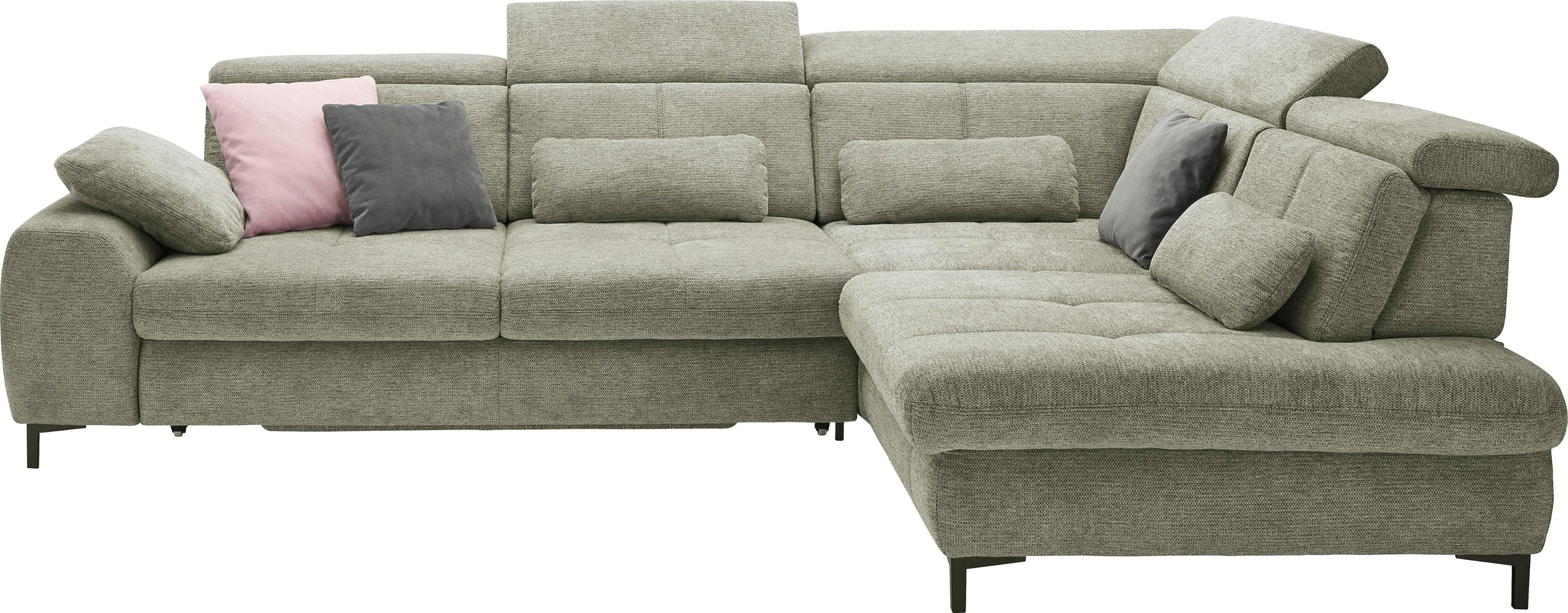 Ecksofa SO 3400 Grün mit Recamiere und verstellbarer Sitztiefe