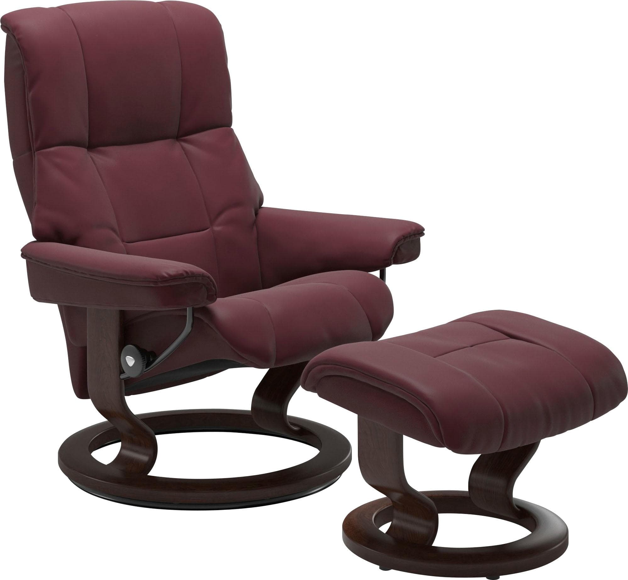 STRESSLESS Mayfair Relaxsessel Bordeaux Leder Classic Base mit Hocker