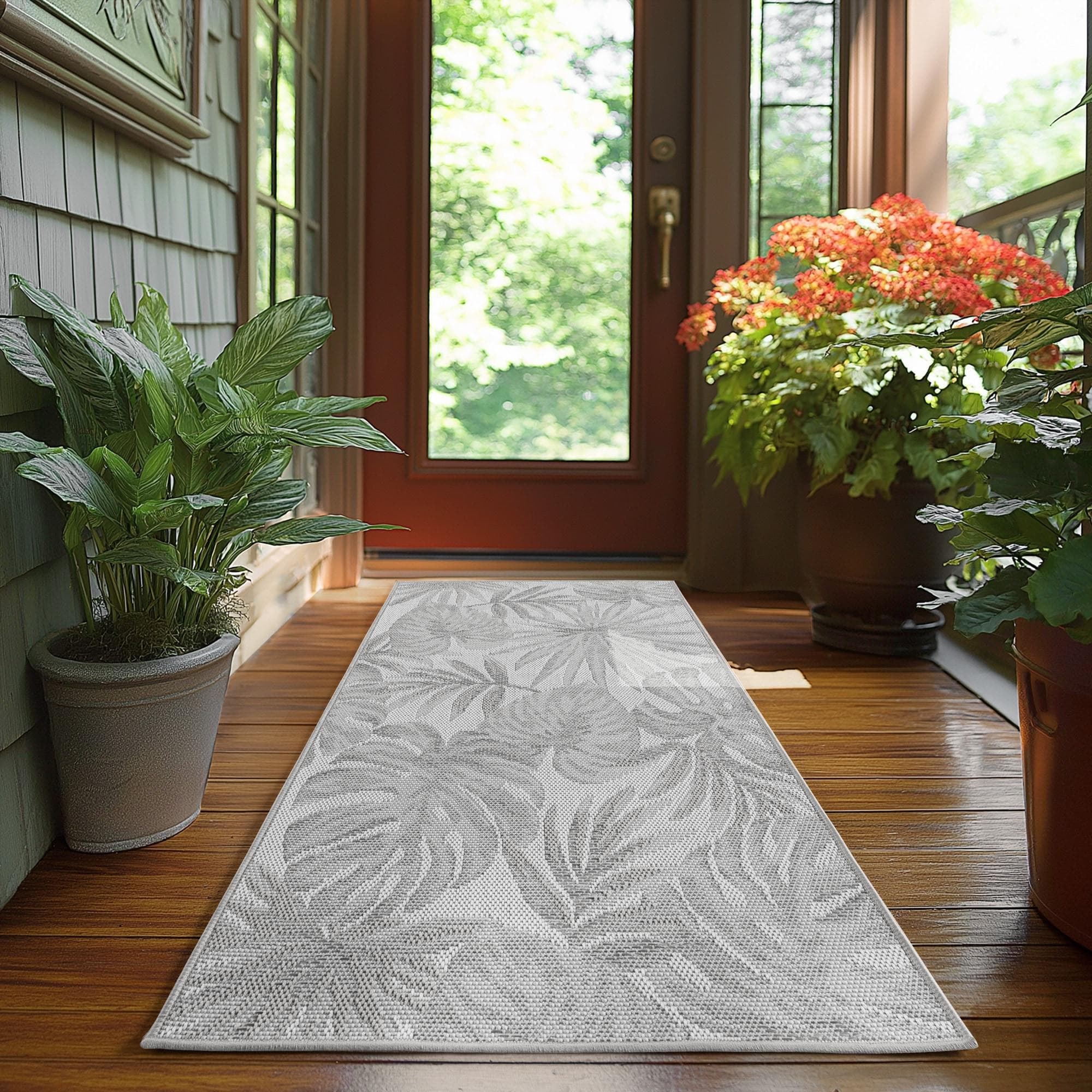 Outdoorteppich Grau, Polypropylen, 80x5x250 cm