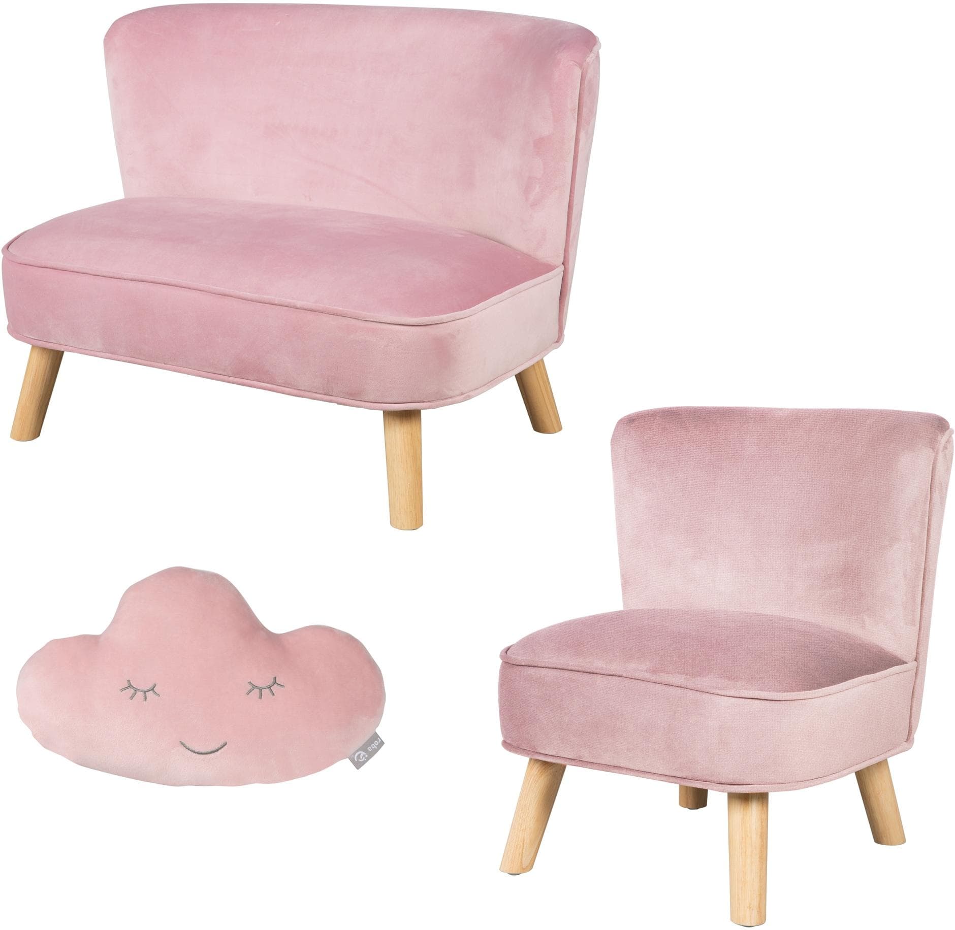 ROBA Lil Sofa Kindersitzgruppe Rosa Mauve Samt Retro-Look