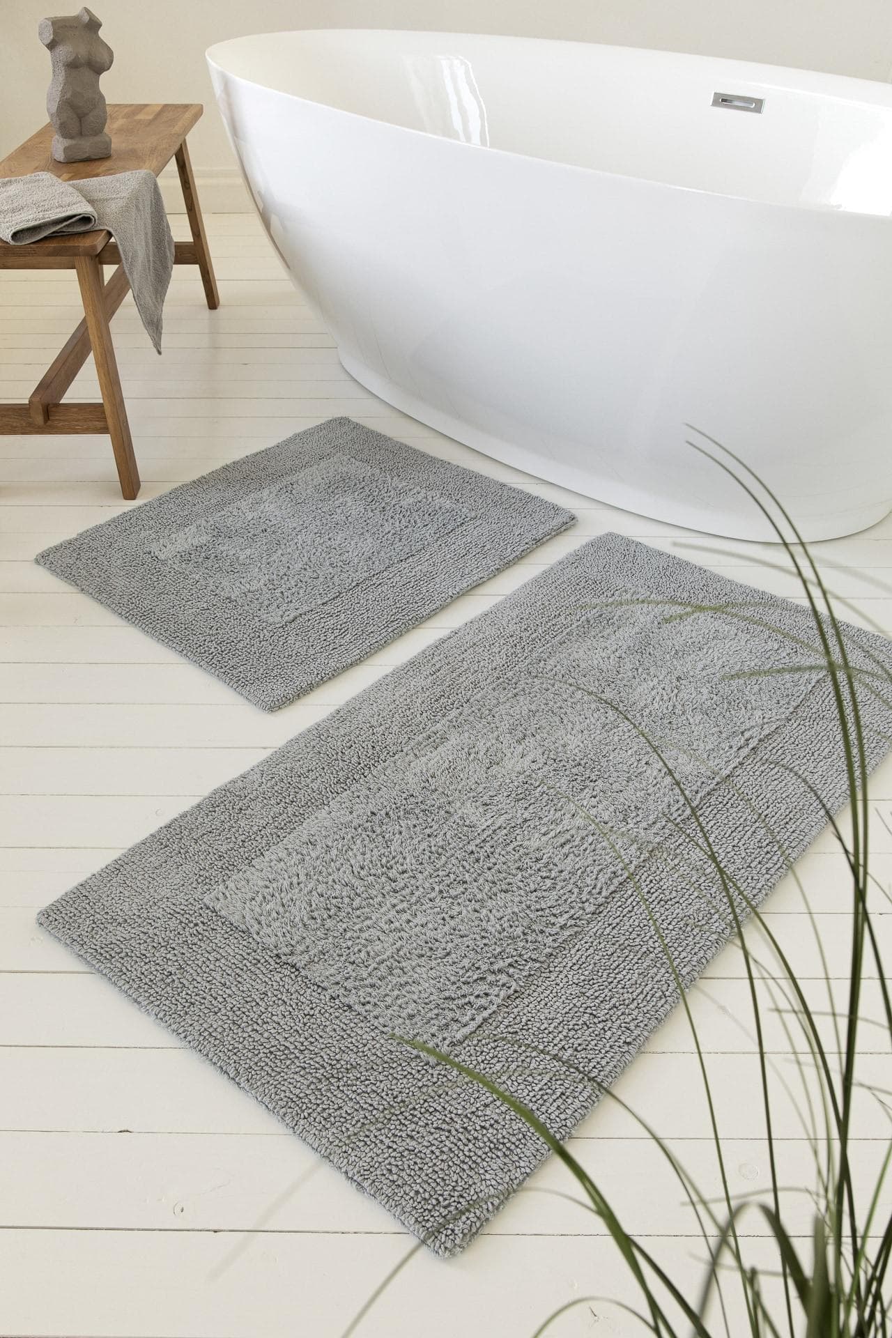 WECON HOME BASICS Finn Badematte Grau 100% Baumwolle