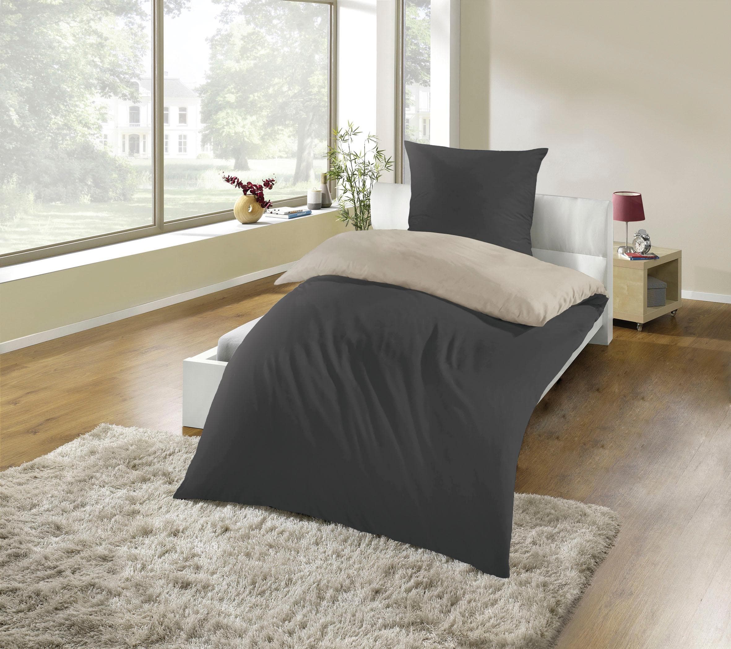 KINZLER Wendebettwäsche Cashmere Touch Anthrazit Polyester