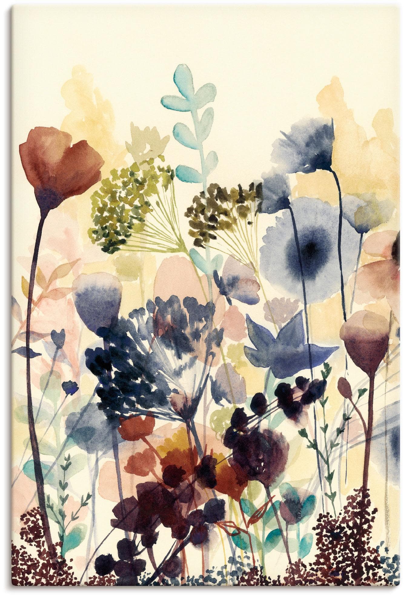 ARTLAND Wandbild Sonnengetrocknete Blüten I Bunt