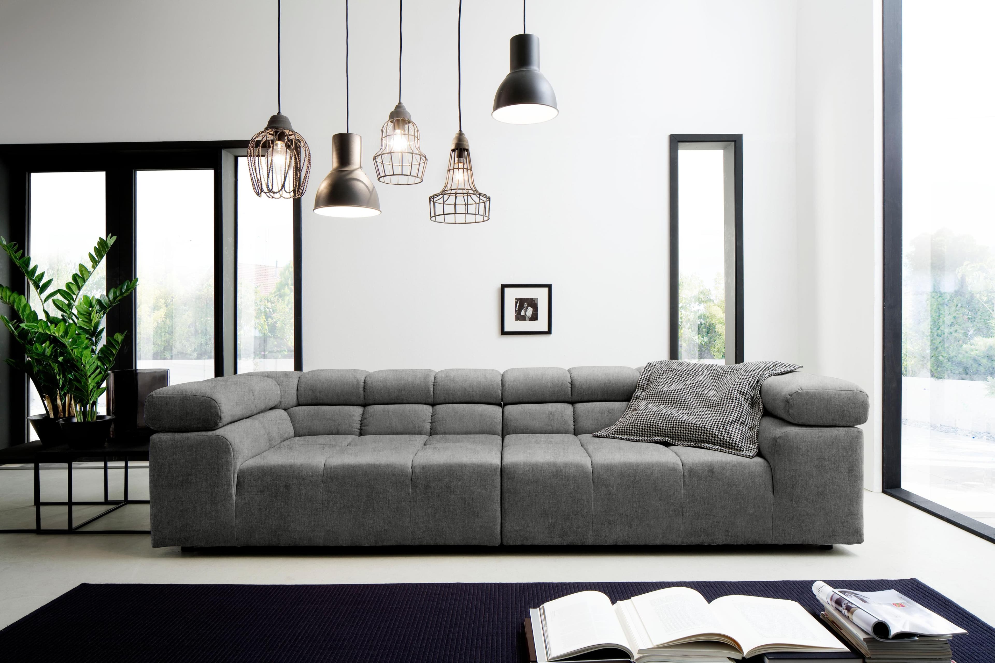 Home Affaire Big-Sofa Ancona Grau Modern mit verstellbaren Kopfstützen