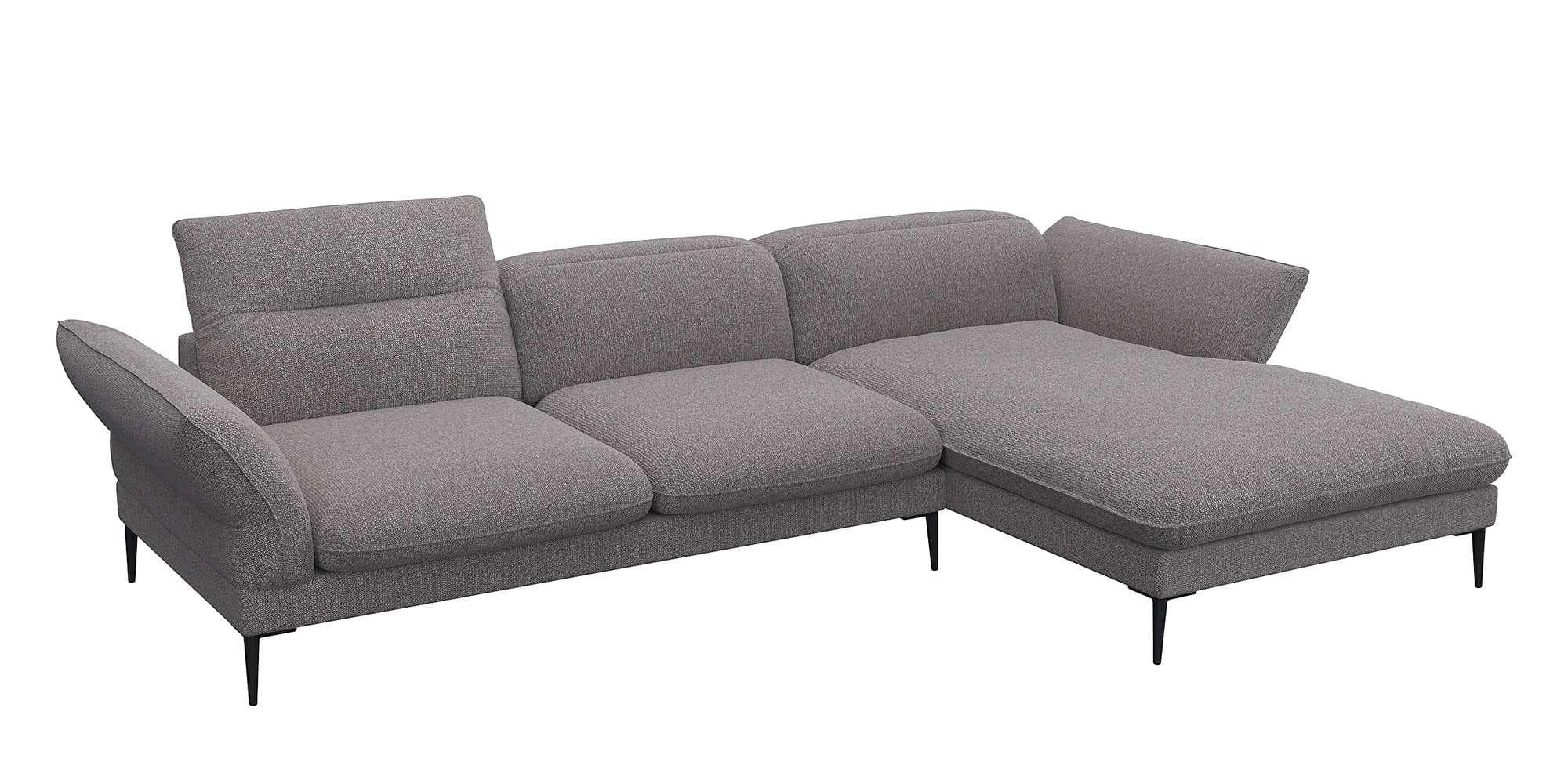 FLEXLUX Ecksofa Salino mit Recamiere und Verstellfunktion Braun