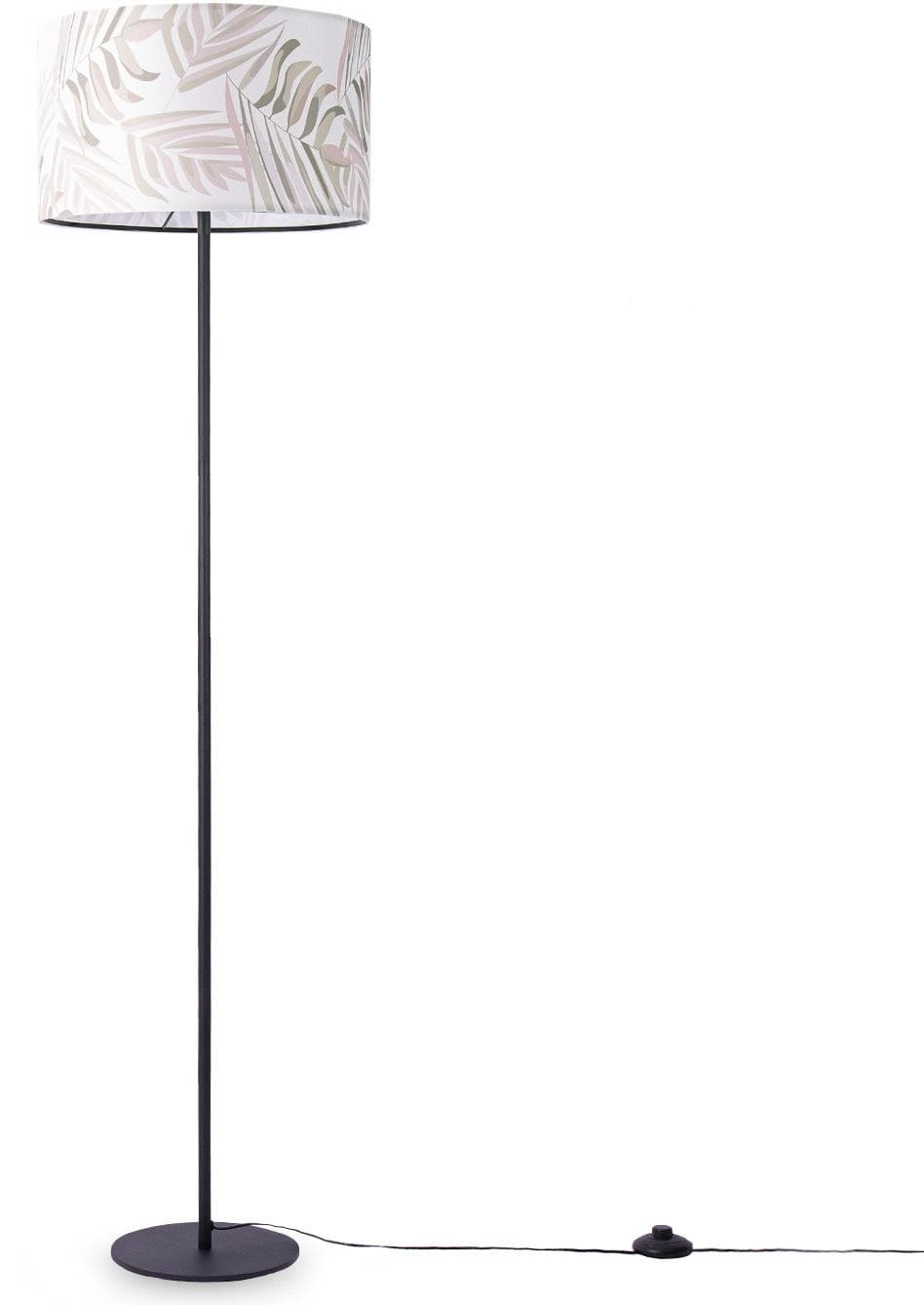 PACO HOME Stehlampe Kuba 126 Schwarz mit Palmen-Design