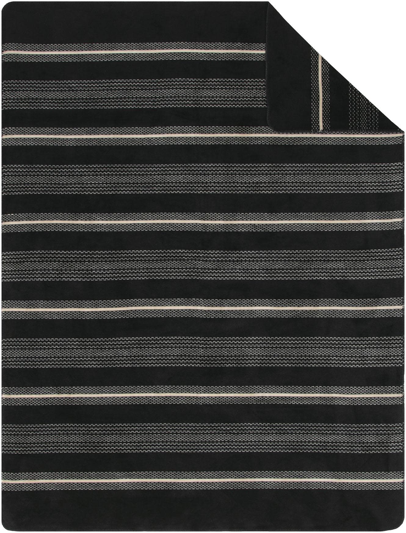 IBENA Wohndecke Cartagena Schwarz/Weiß Streifendesign