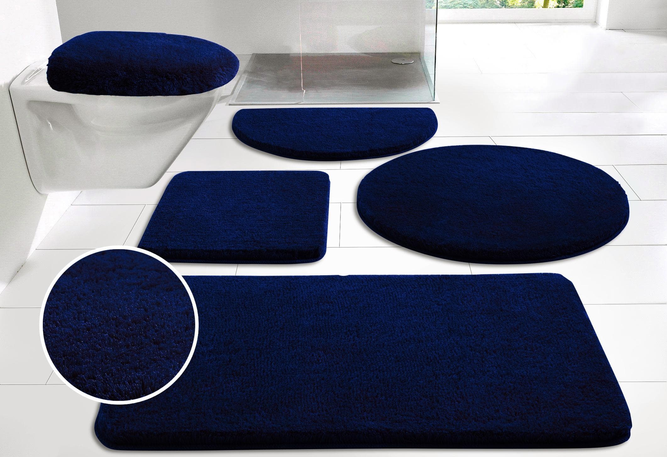 Badematte MY HOME Merida Badvorleger Badezimmer Teppich Blau Kunstfaser