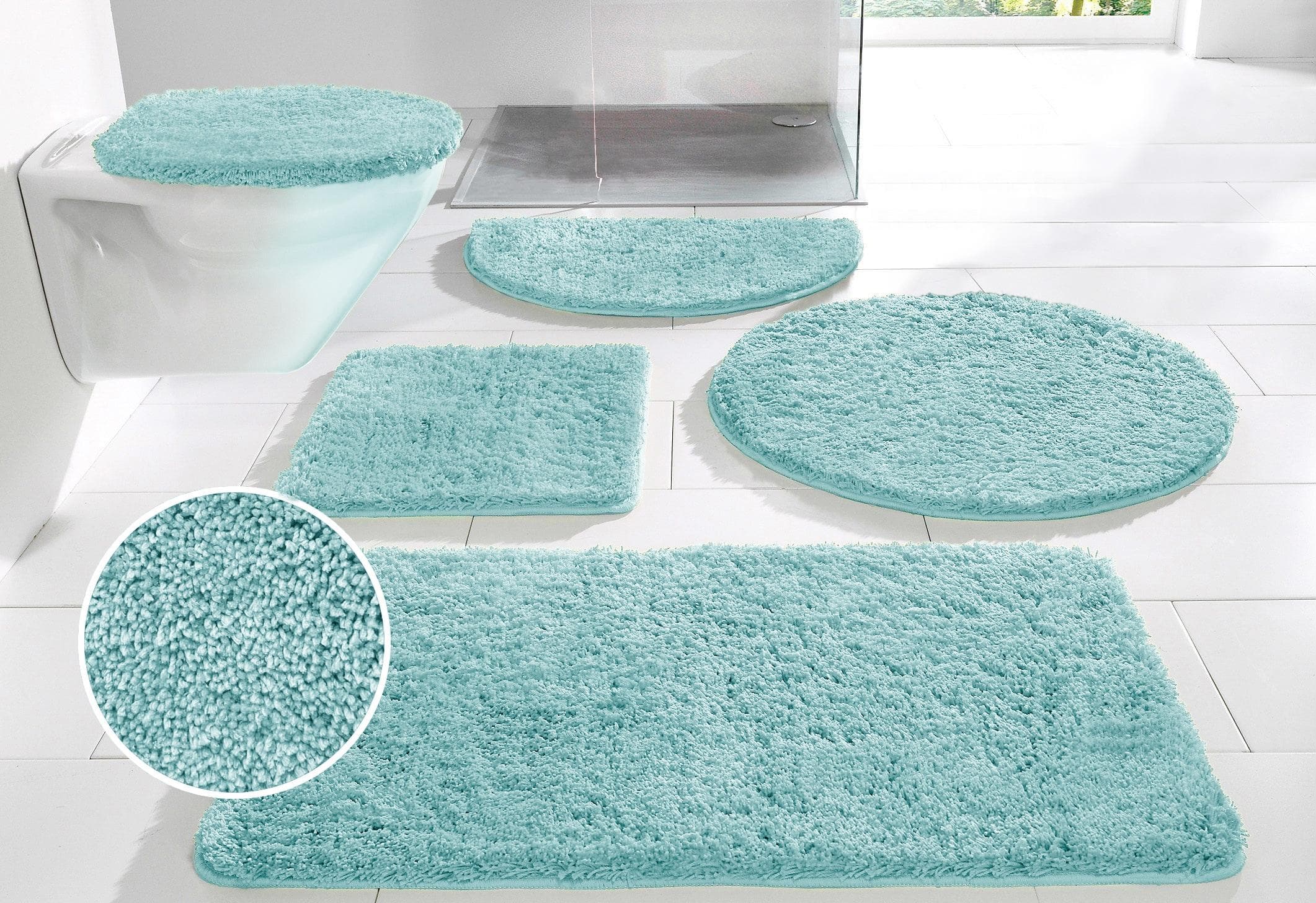Badematte MY HOME Inga Badezimmer Teppich Hellblau