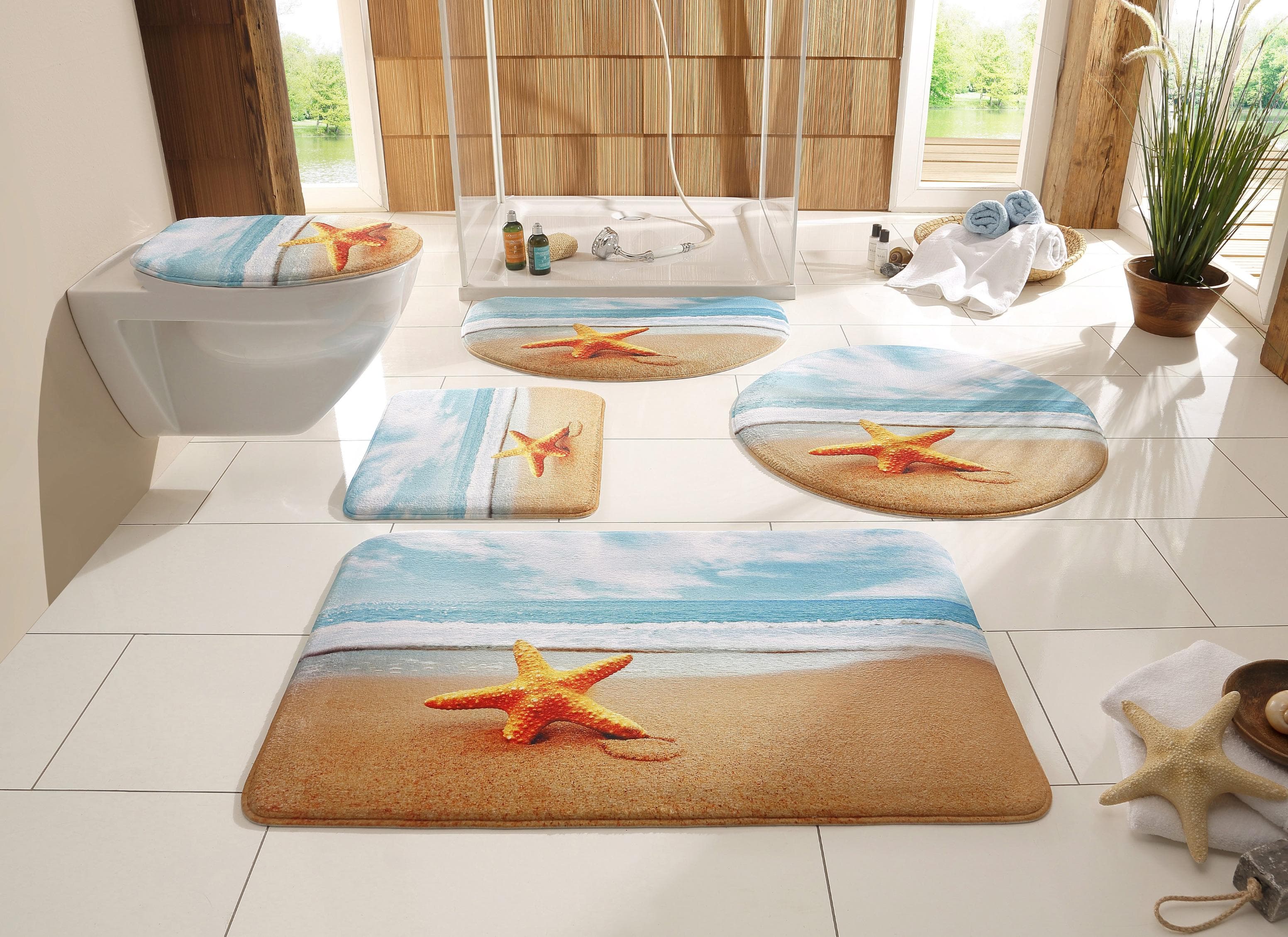 Badematte MY HOME Seestern Beige Memory-Schaum