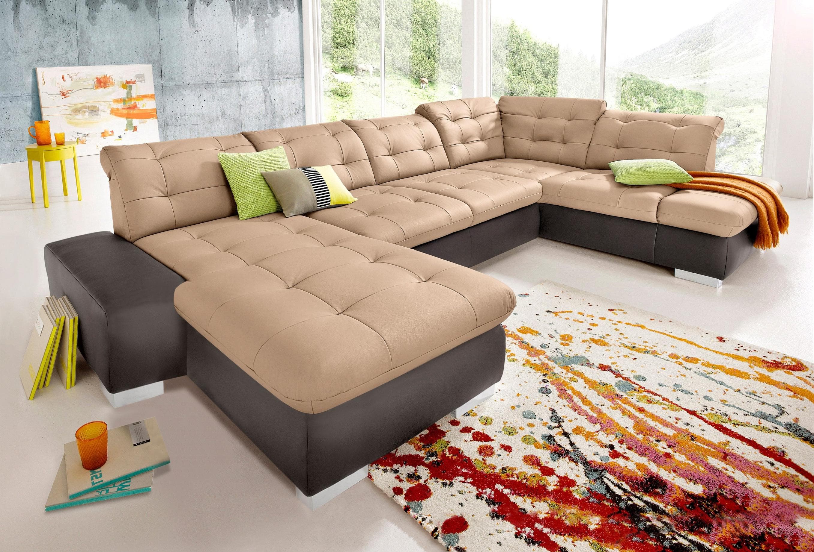 SIT & MORE Wohnlandschaft Palomino U-Form Braun mit Kopfteilfunktion