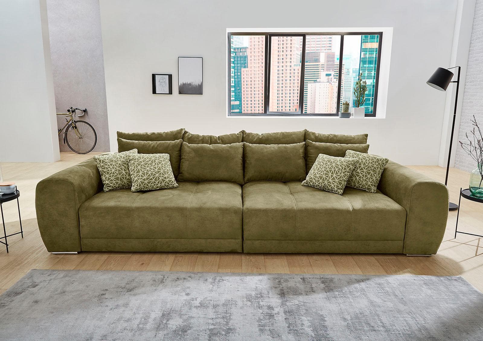 Jockenhöfer Moldau XXL Big-Sofa Olivgrün mit Liegefläche