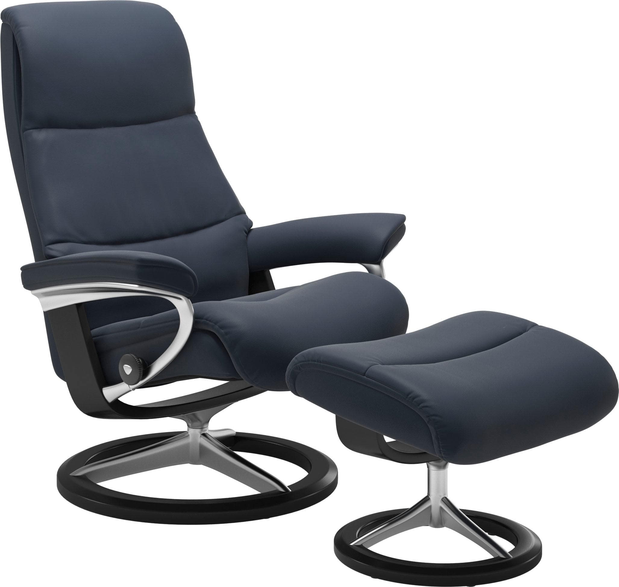 STRESSLESS Relaxsessel View Oxford Blau Leder Signature Base