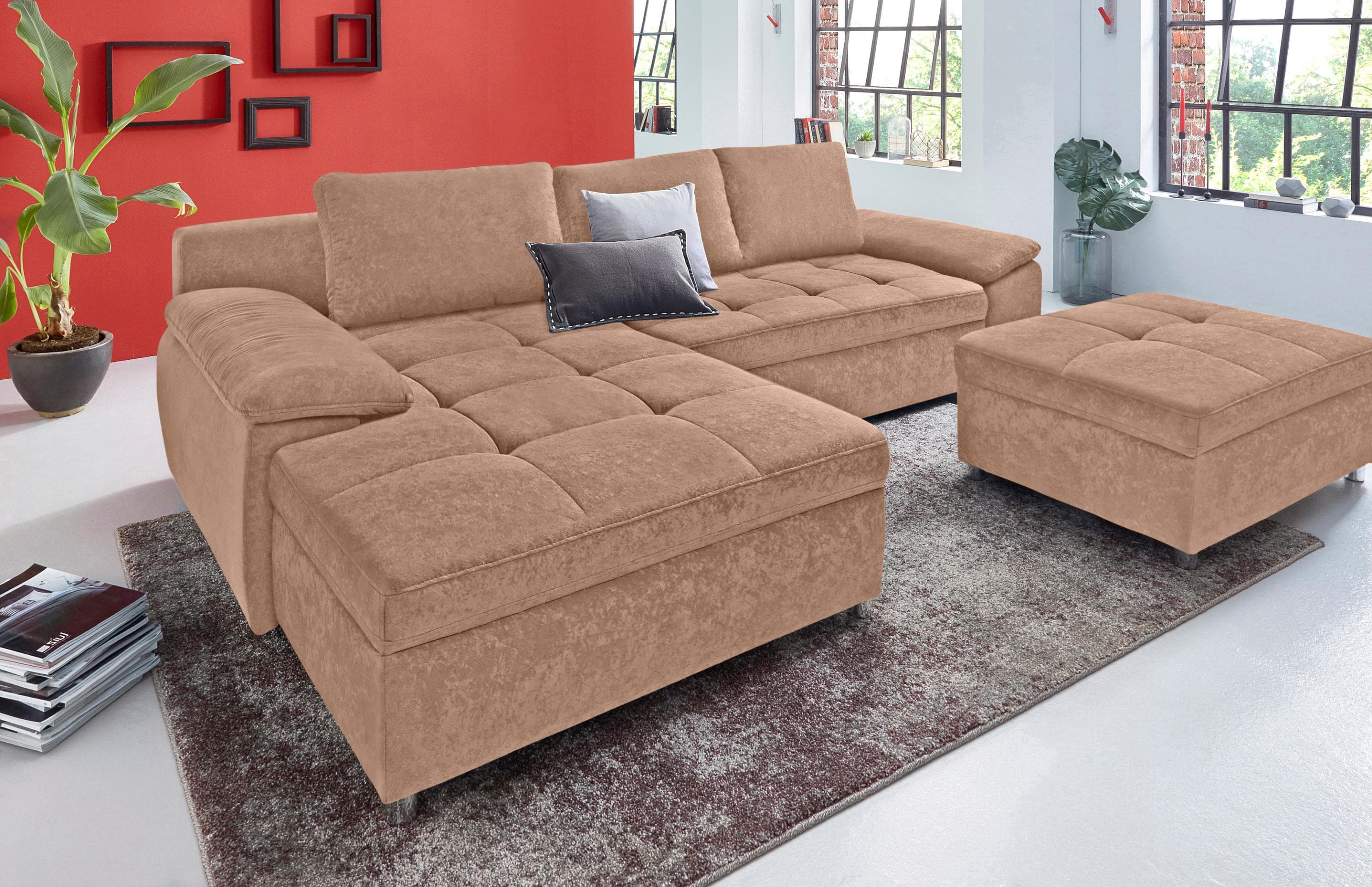 HOME AFFAIRE Ecksofa Labene L-Form Braun Modern