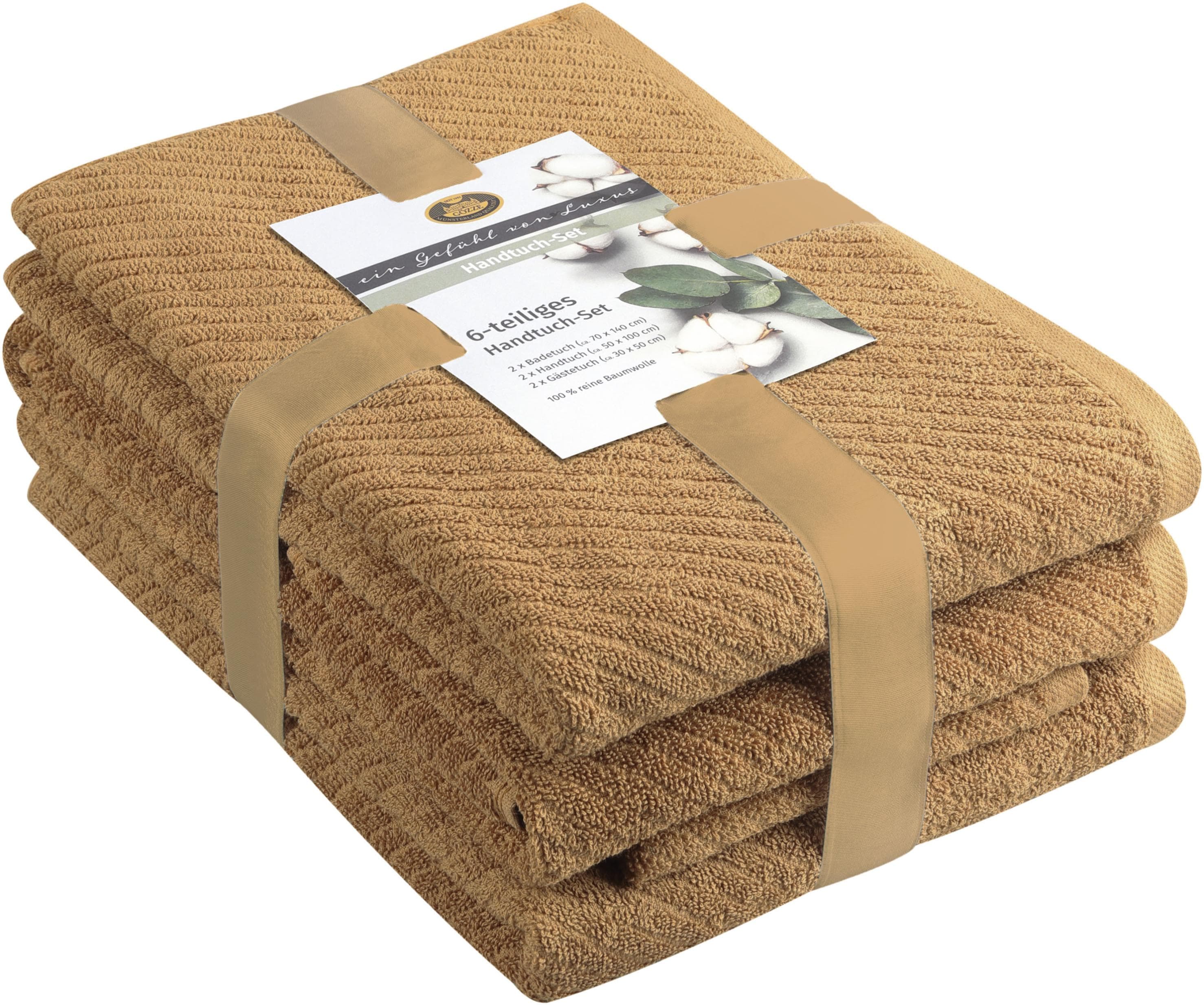 GÖZZE Handtuch Set Franca 6-tlg. Beige Sand Frottier