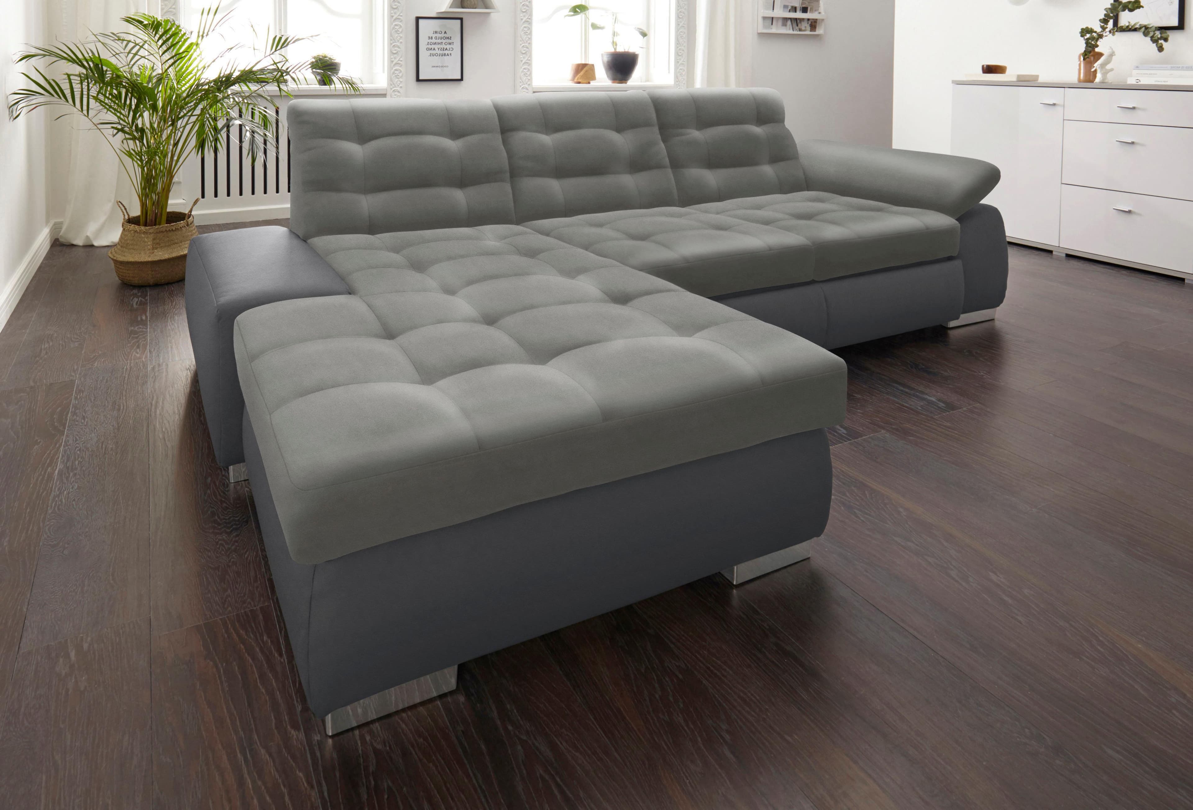SIT & MORE Ecksofa Ontario L-Form Schwarz/Steingrau XXL