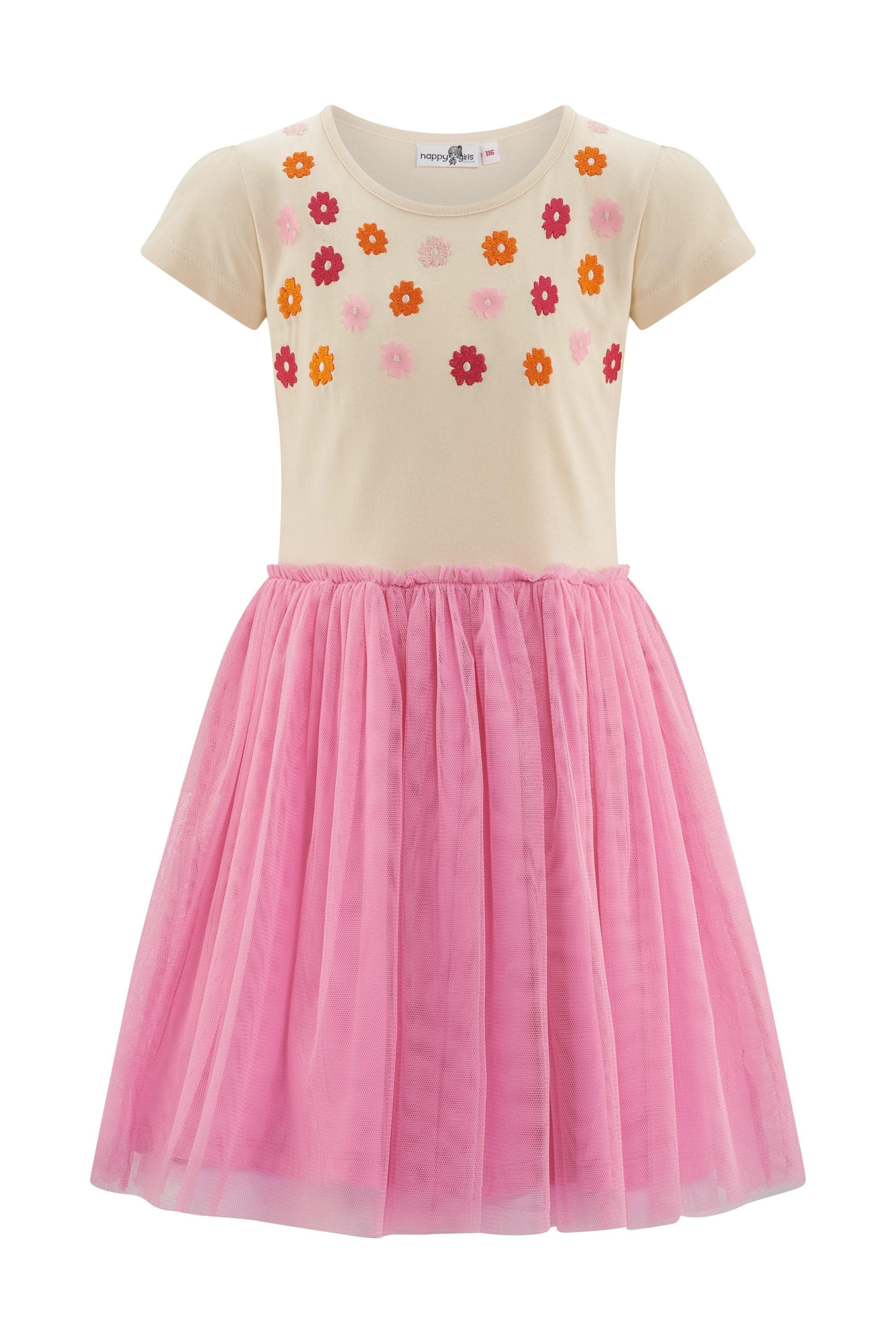 happy girls Sommerkleid Mädchen beige Polyester mit Blumenstickerei