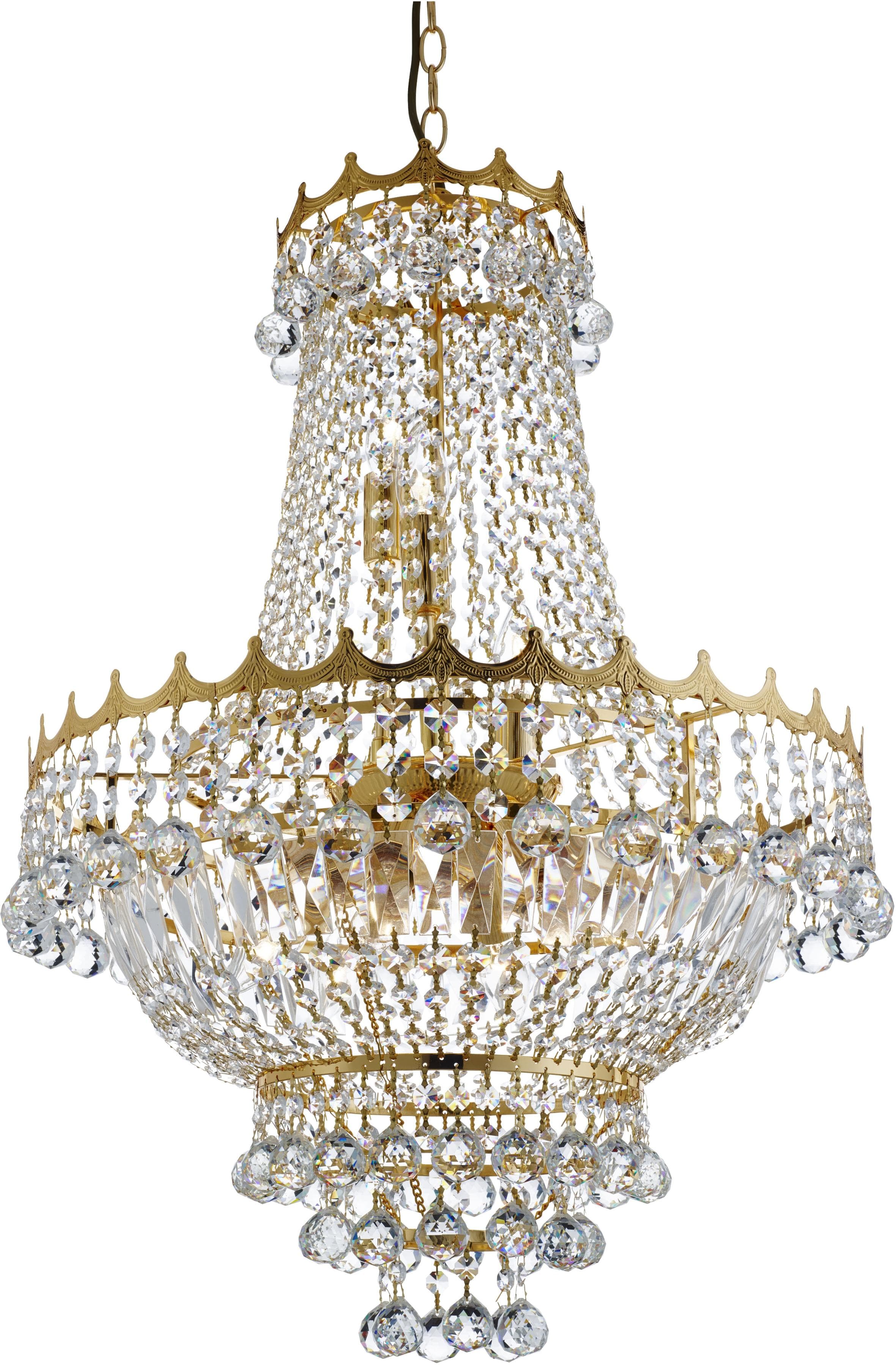 Searchlight Kronleuchter Versailles 9-flammig Gold Kristallverzierung