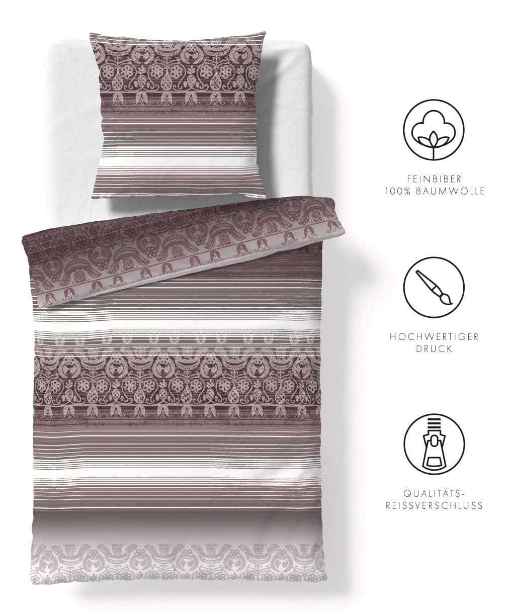 FLEURESSE Aspen Bettwäsche Braun Feinbiber 135x200 cm