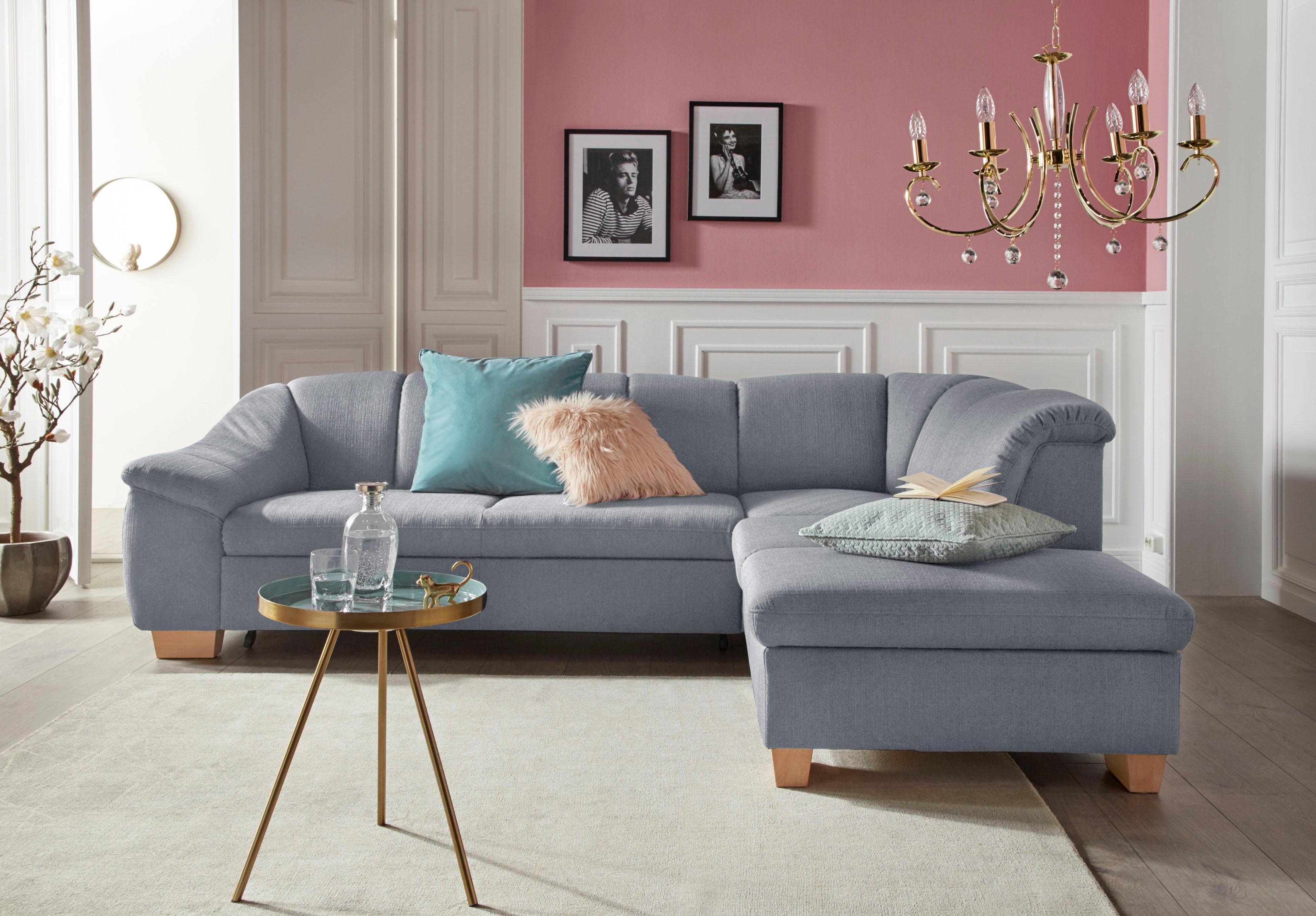 Sit & More Ecksofa Santo L-Form Grau mit Bettfunktion