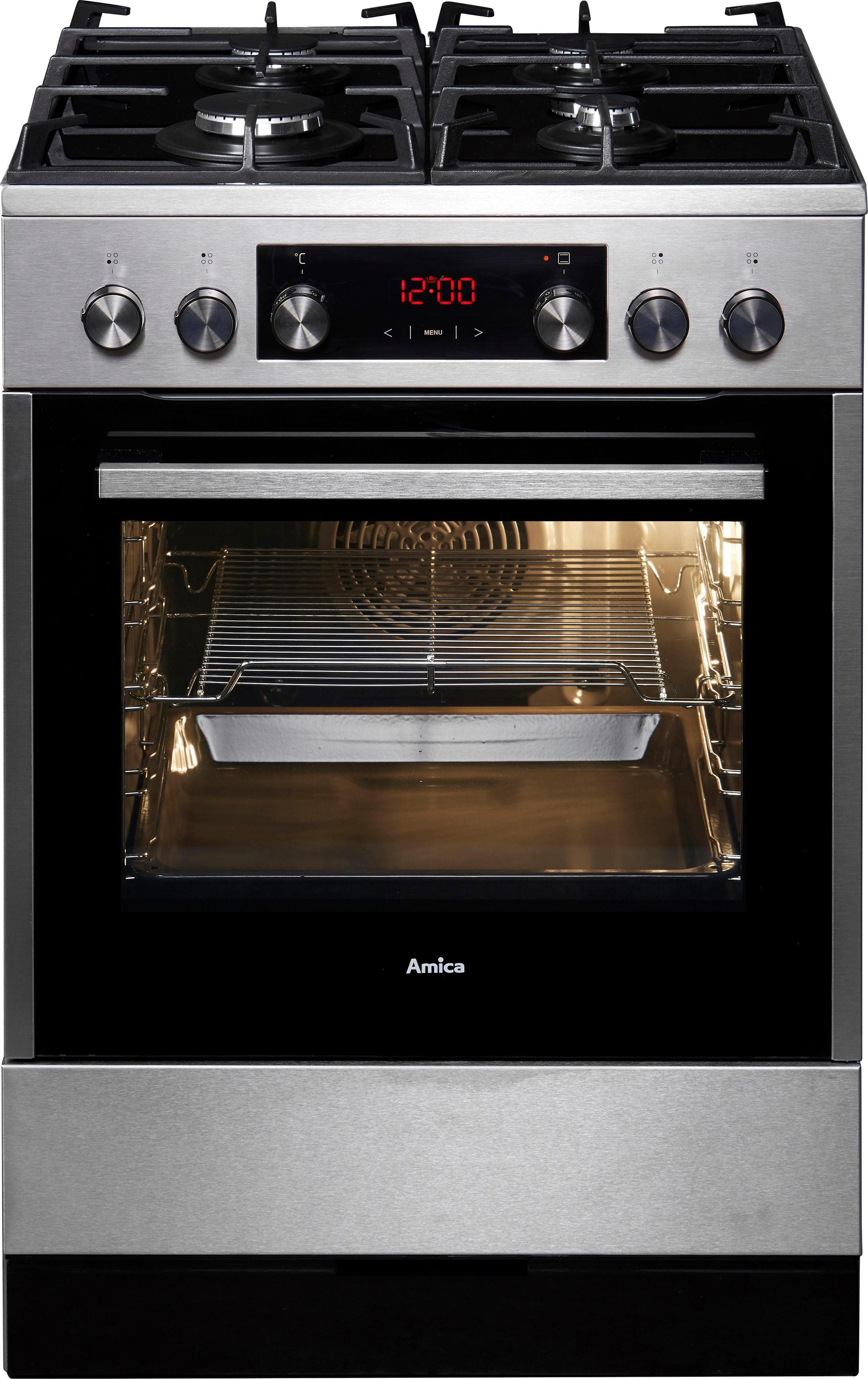 AMICA Gas-Standherd SHEG 914 121 E Anthrazit/Edelstahlfarben