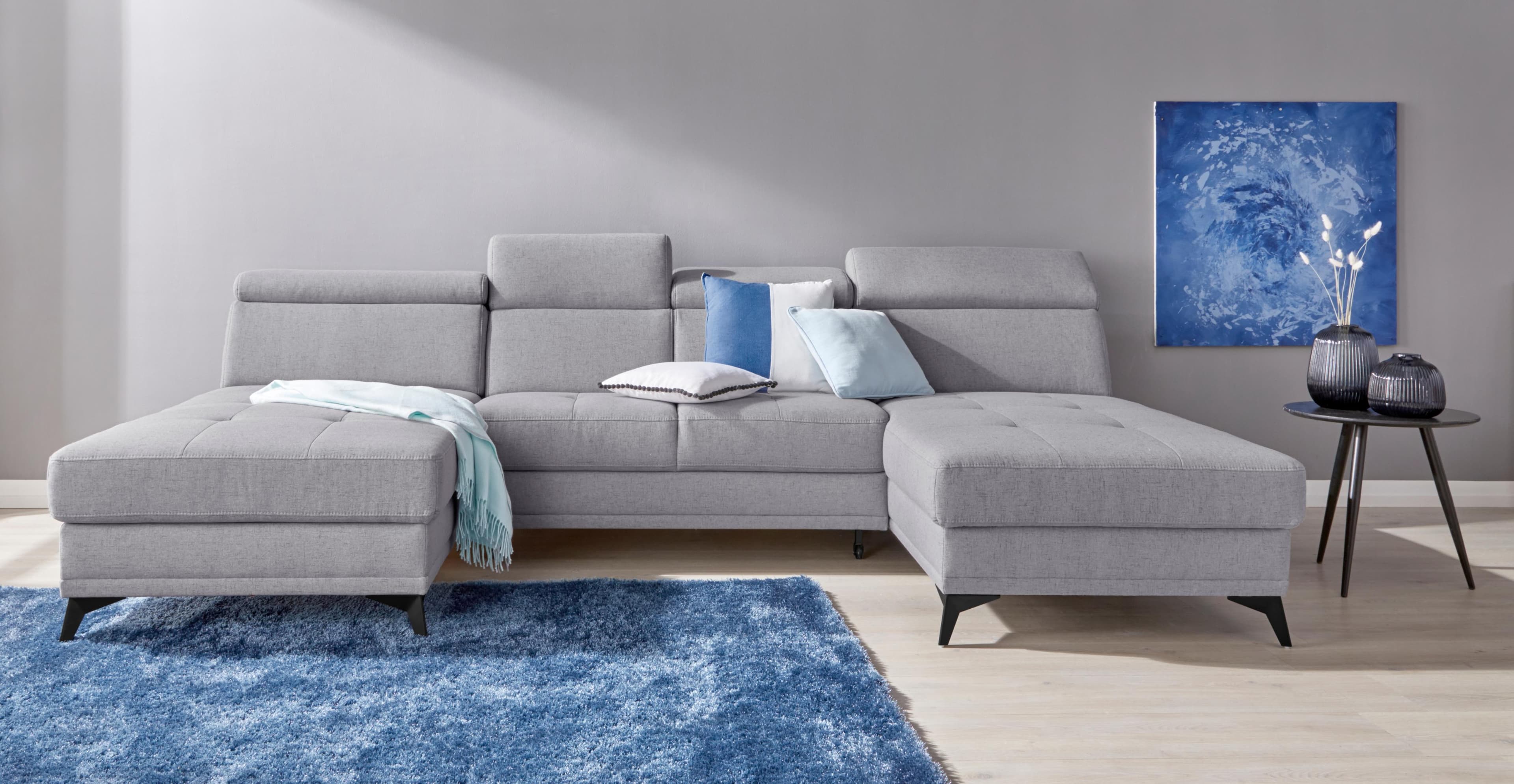 HOME AFFAIRE Cardiz U-Form Wohnlandschaft Grau mit Bettfunktion