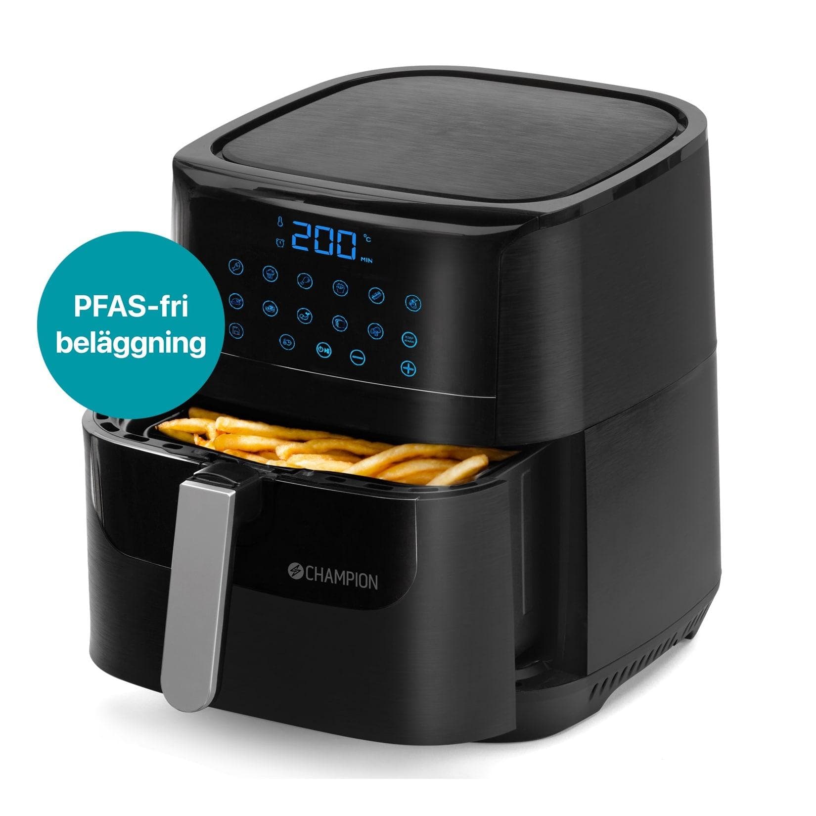 Champion Heißluftfritteuse XL Keramik 5,5 l 1800 W Schwarz AF600