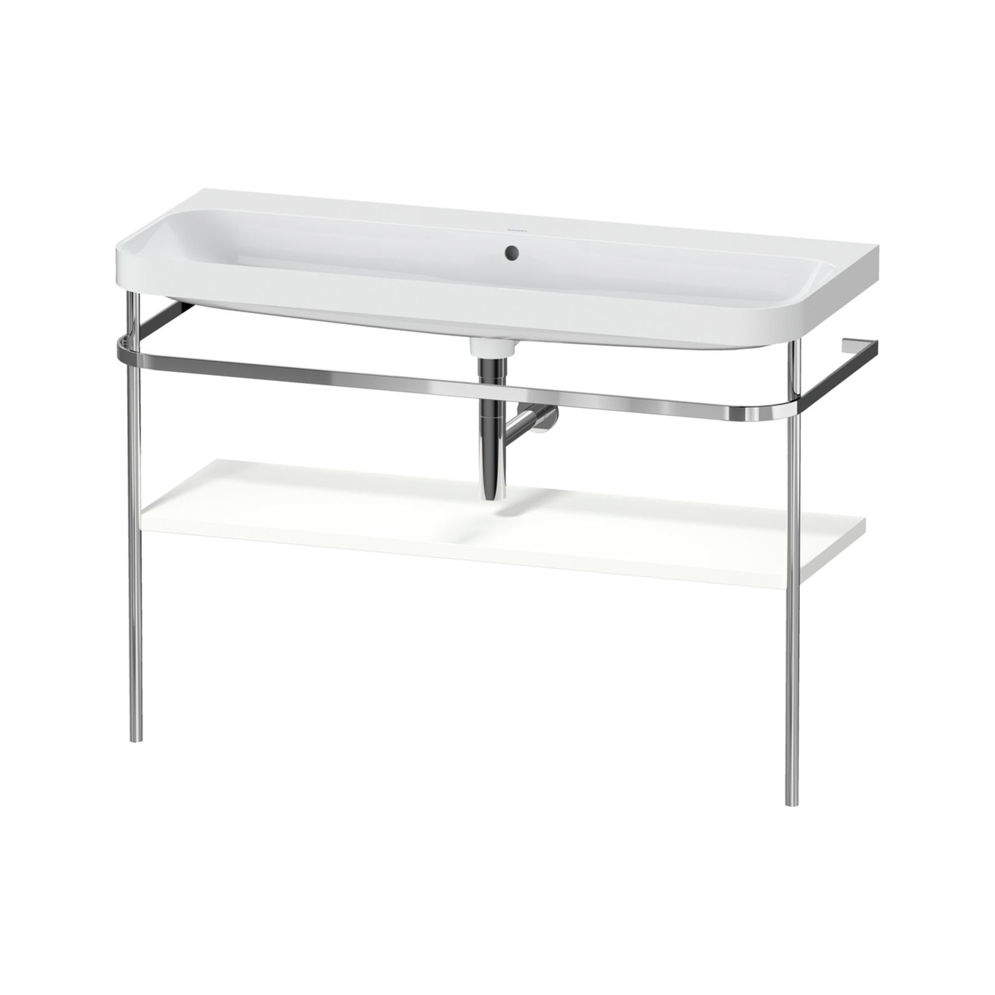 Duravit Happy D.2 Plus c-shaped Set mit Metallkonsole Weiß Seidenmatt