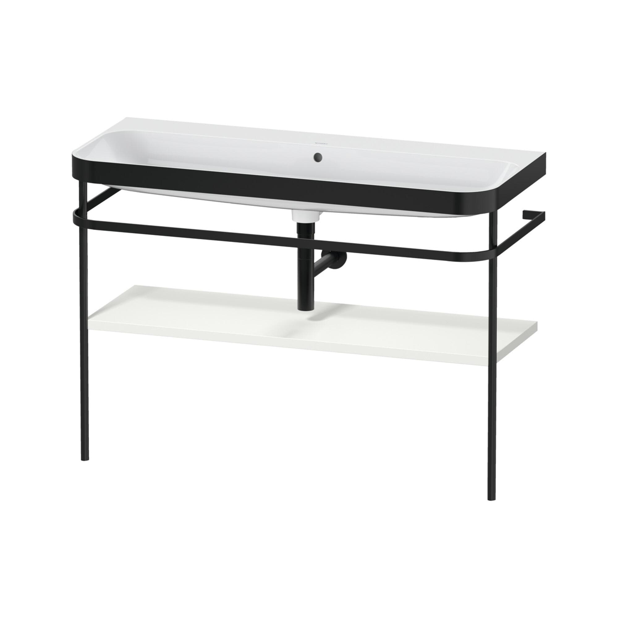 Duravit Happy D.2 Plus c-bonded Set mit Metallkonsole Nordic Weiß Seidenmatt