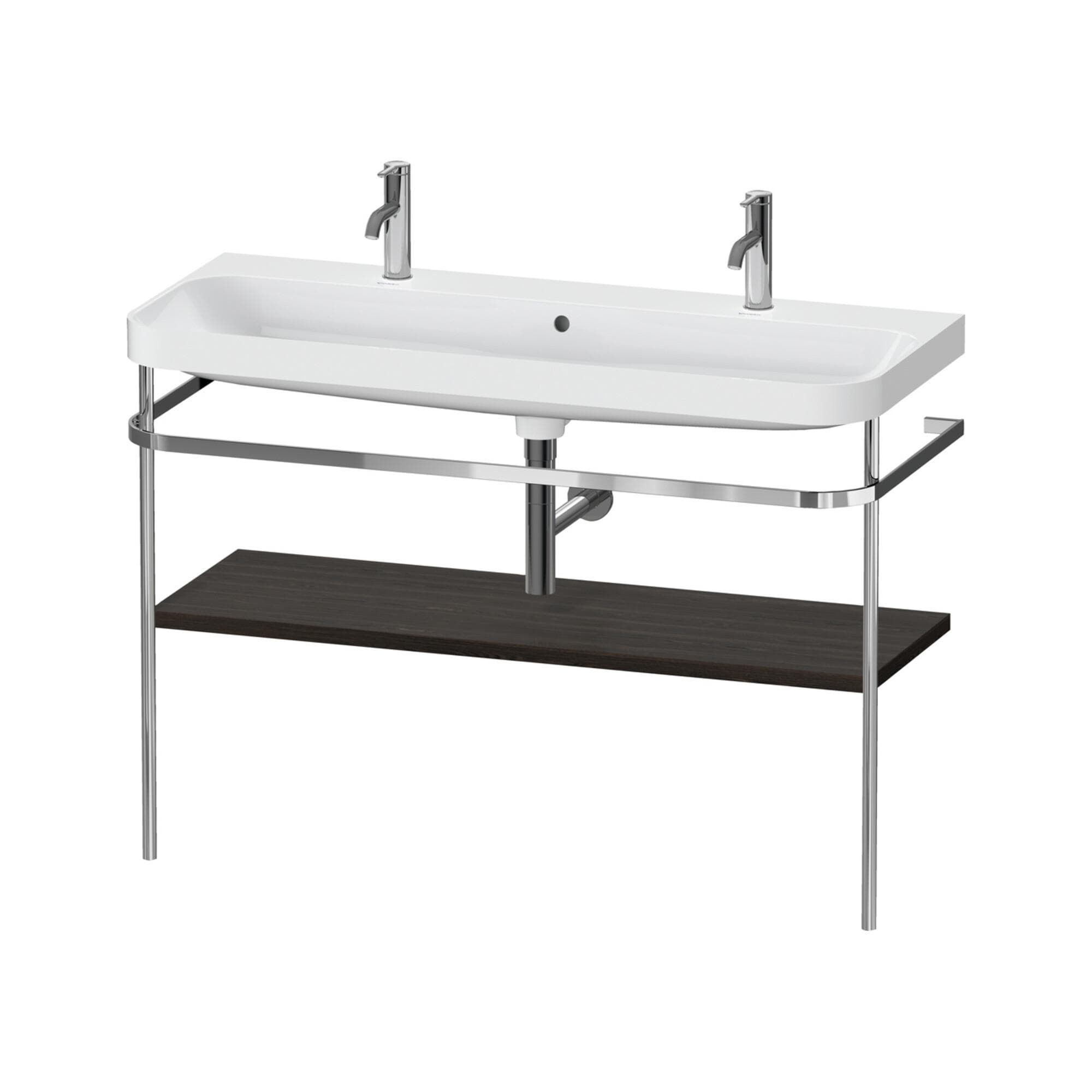 Duravit Happy D.2 Plus c-shaped Set mit Metallkonsole Nussbaum gebürstet Matt