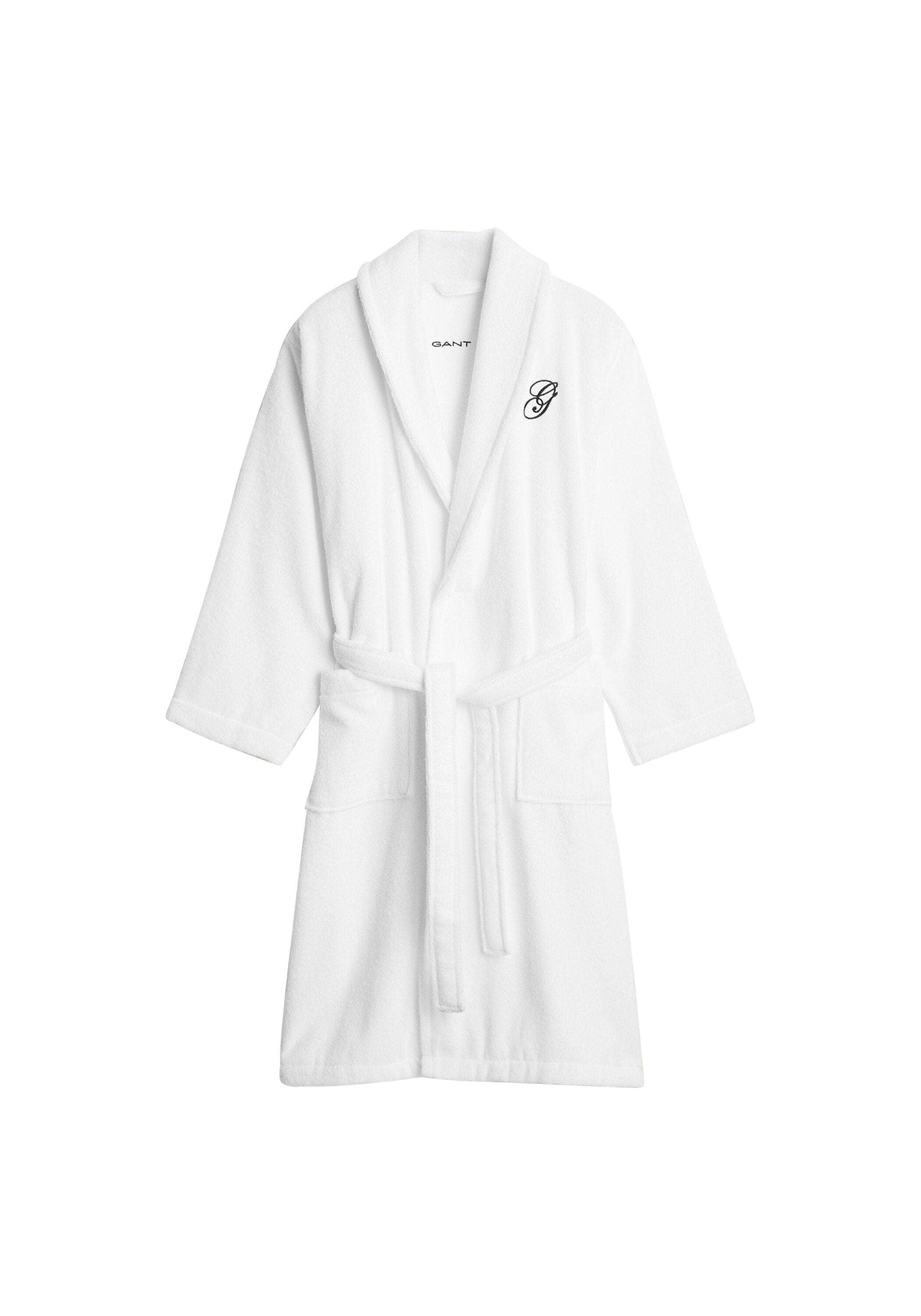 GANT Bademantel Embroidery Robe L Weiß 100% Baumwolle