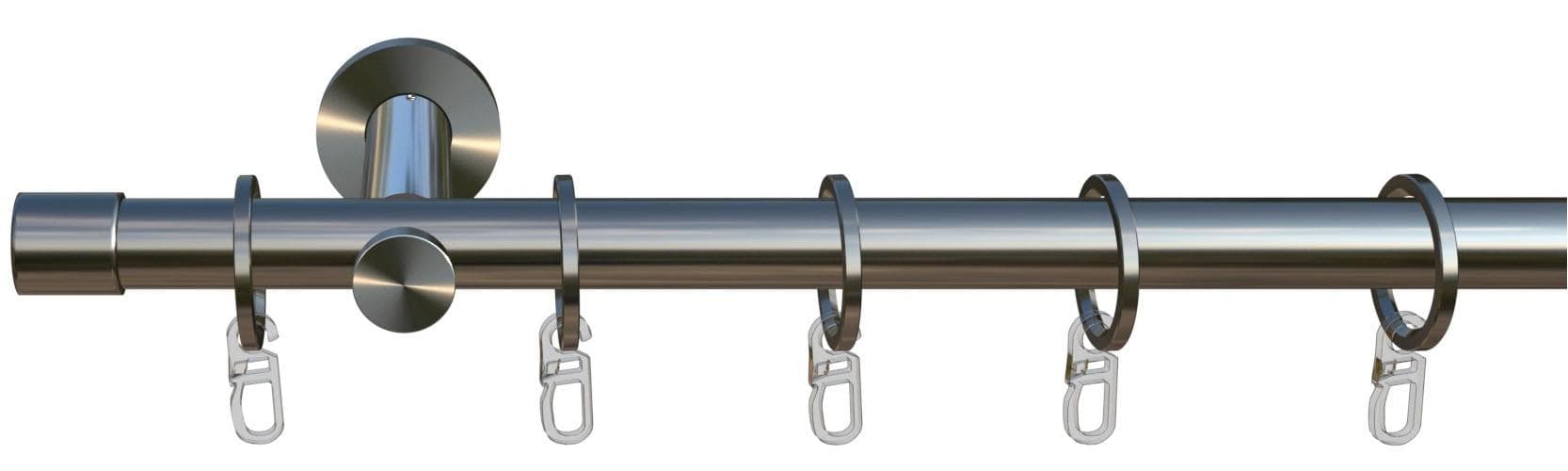 INDEKO Gardinenstange Linz Edelstahl-Optik 200cm Komplett-Set