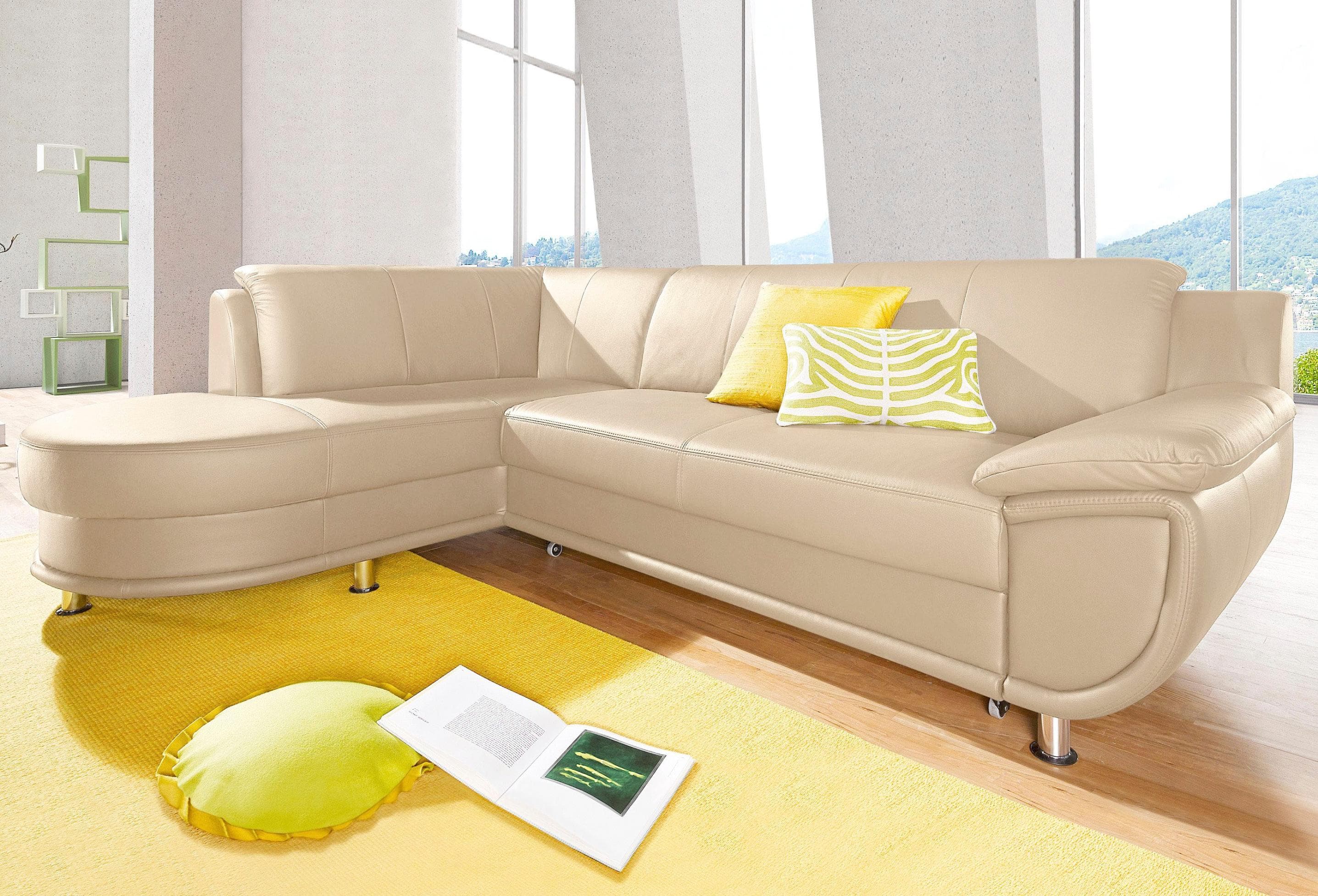 Ecksofa TRENDMANUFAKTUR Rondo Beige L-Form mit Bettfunktion