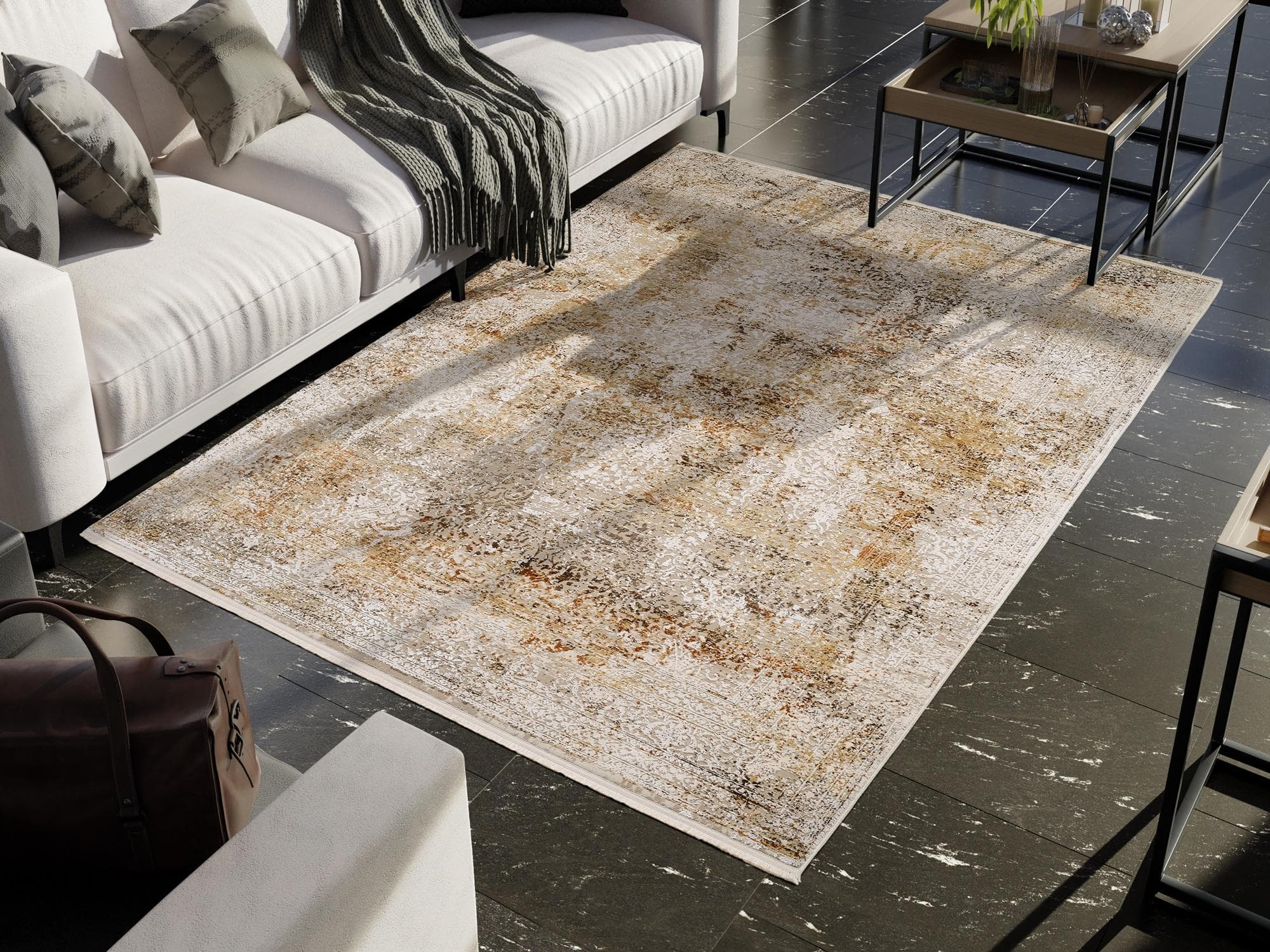 OCI Teppich Bestseller Cava Beige Hoch-Tief-Struktur Vintage Wohnzimmer