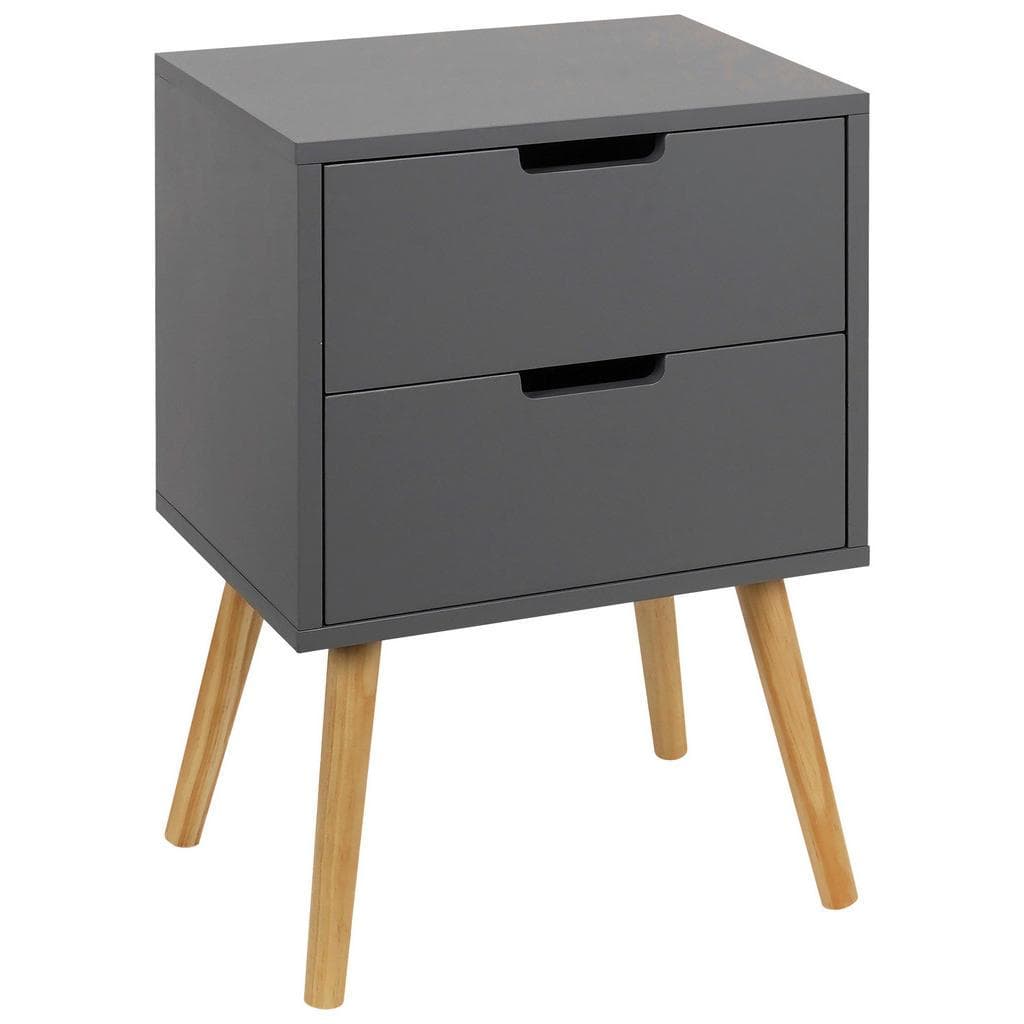 Xora Nachtschrank Grau Kiefer Massiv 2 Schubladen