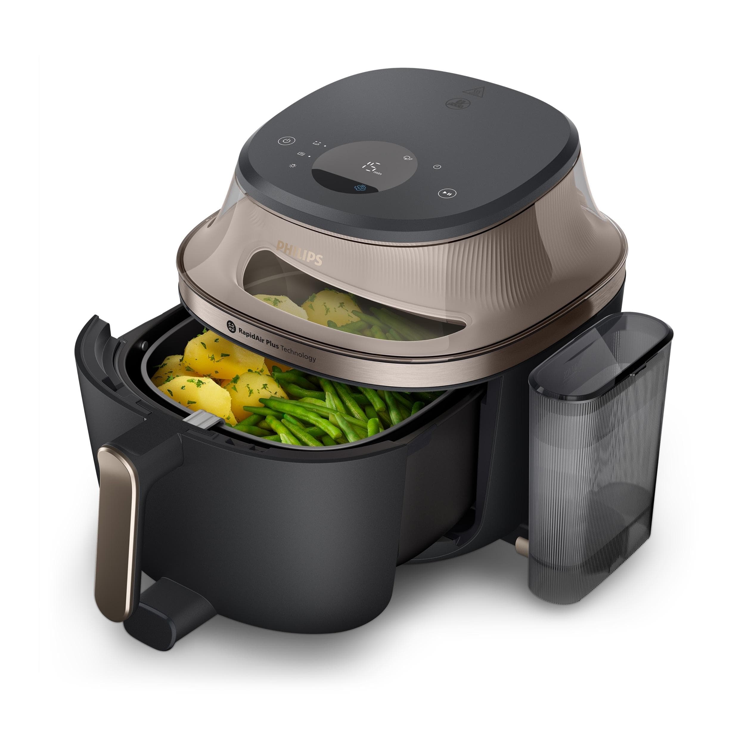 Philips Heißluftfritteuse 7,2L Steam Airfryer 5000 Series Schwarz/Gold