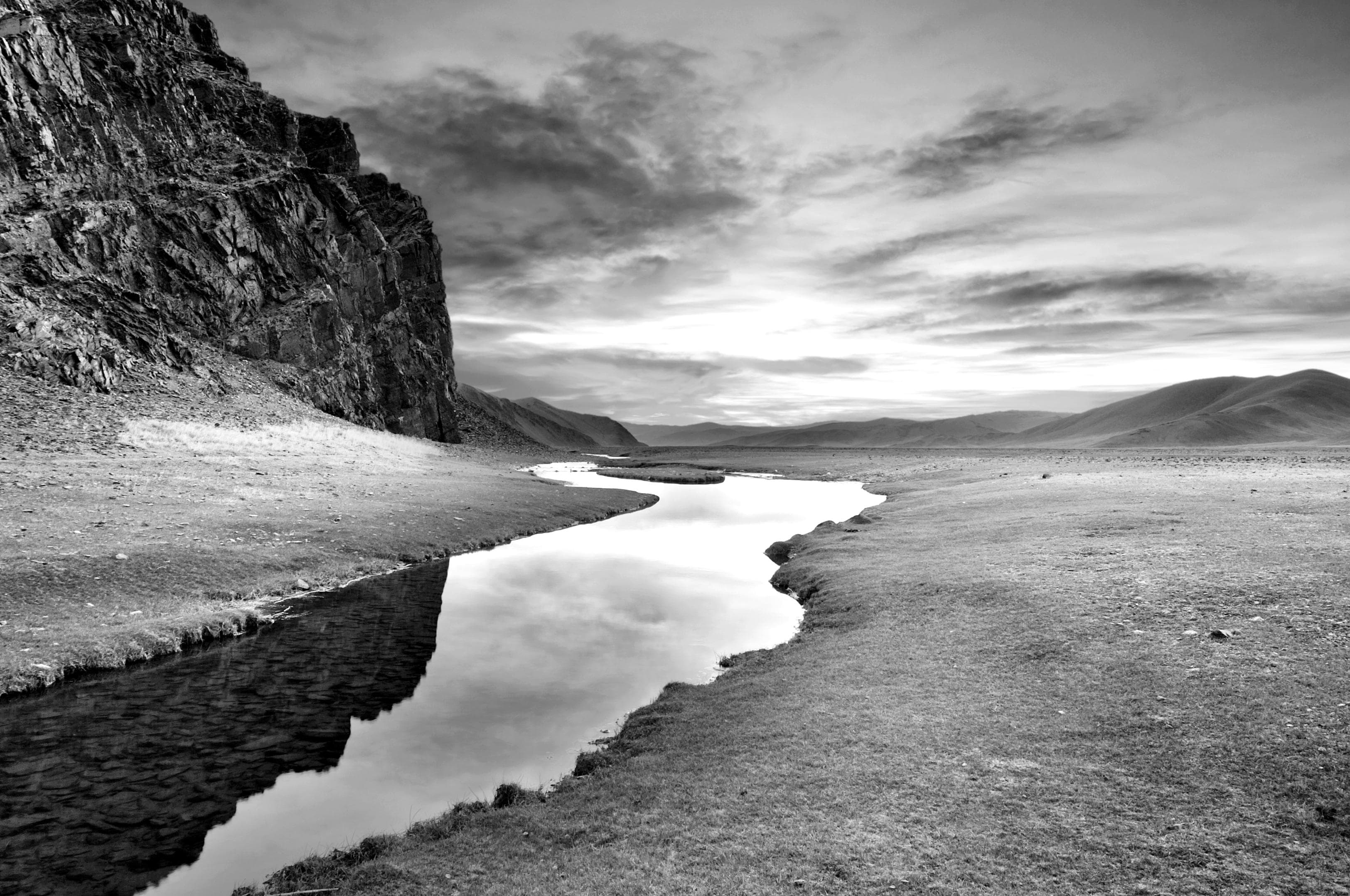 PAPERMOON Fototapete Landschaft Schwarz Weiß Vlies