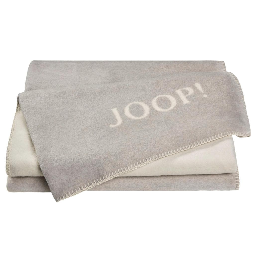 JOOP! Wohndecke Uni Doubleface Rauch Ecru Weiß 150x200 cm