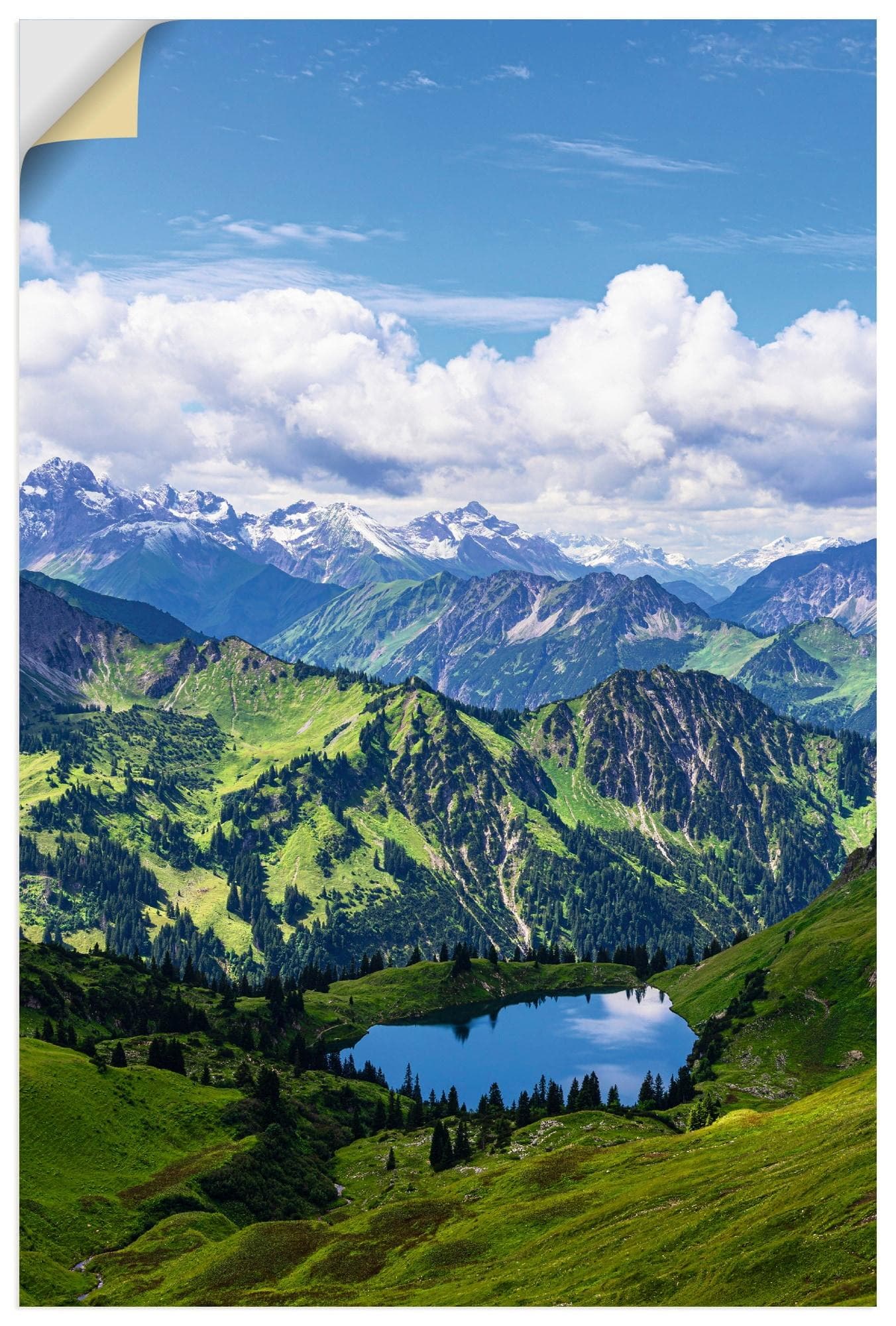 Artland Wandbild Nebelhorn bei Obersdorf Alpen Seealpsee Blau
